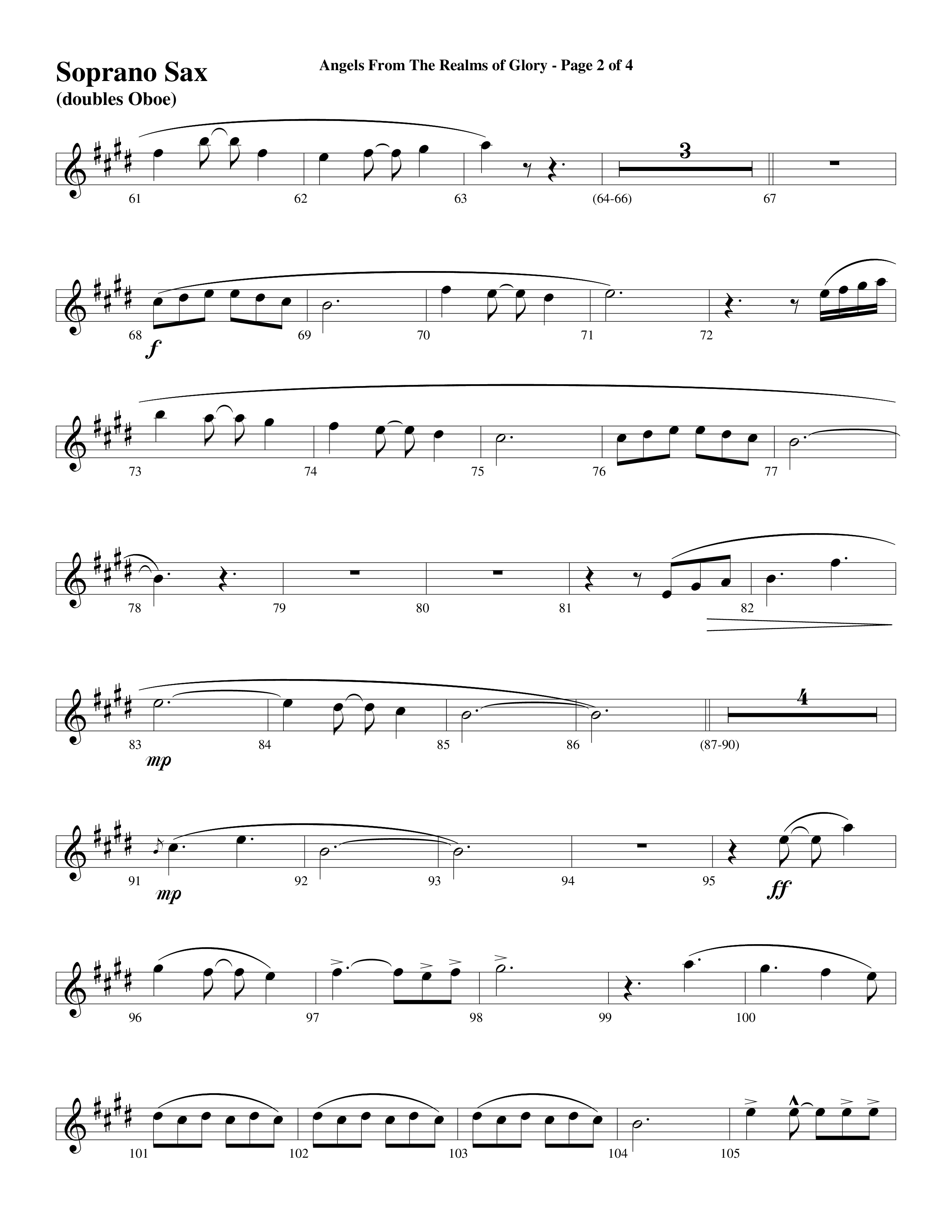 Angels From The Realms Of Glory (Come And Worship) Soprano Sax (Word Music Choral / Arr. Gary Rhodes / Orch. Tim Cates)