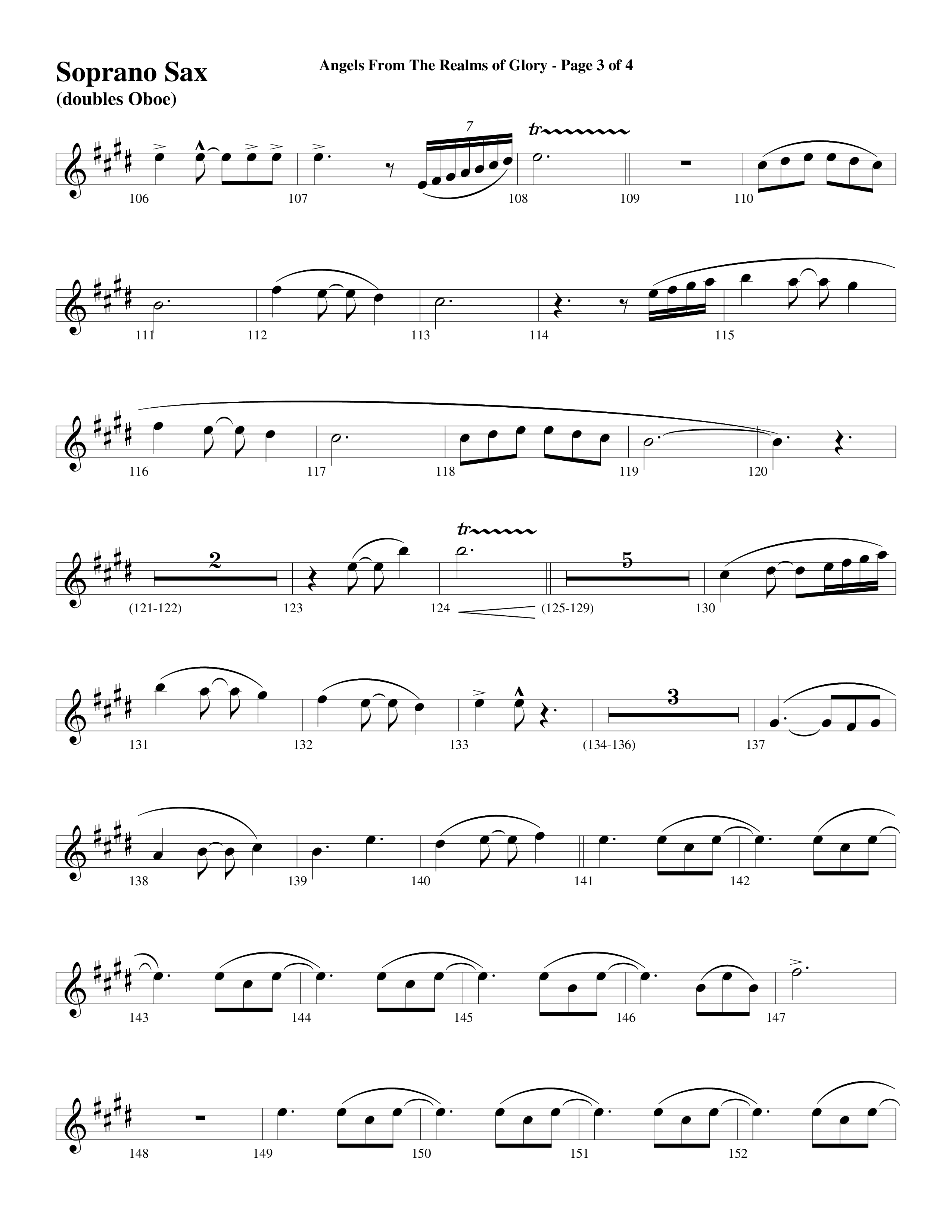 Angels From The Realms Of Glory (Come And Worship) Soprano Sax (Word Music Choral / Arr. Gary Rhodes / Orch. Tim Cates)