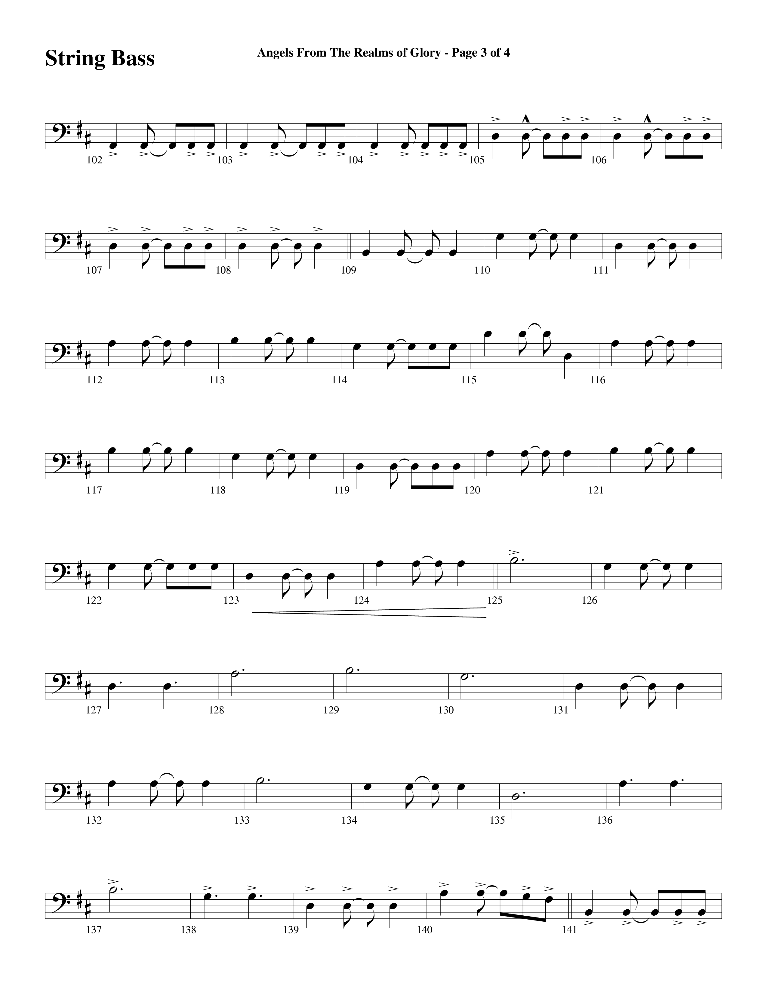 Angels From The Realms Of Glory (Come And Worship) String Bass (Word Music Choral / Arr. Gary Rhodes / Orch. Tim Cates)