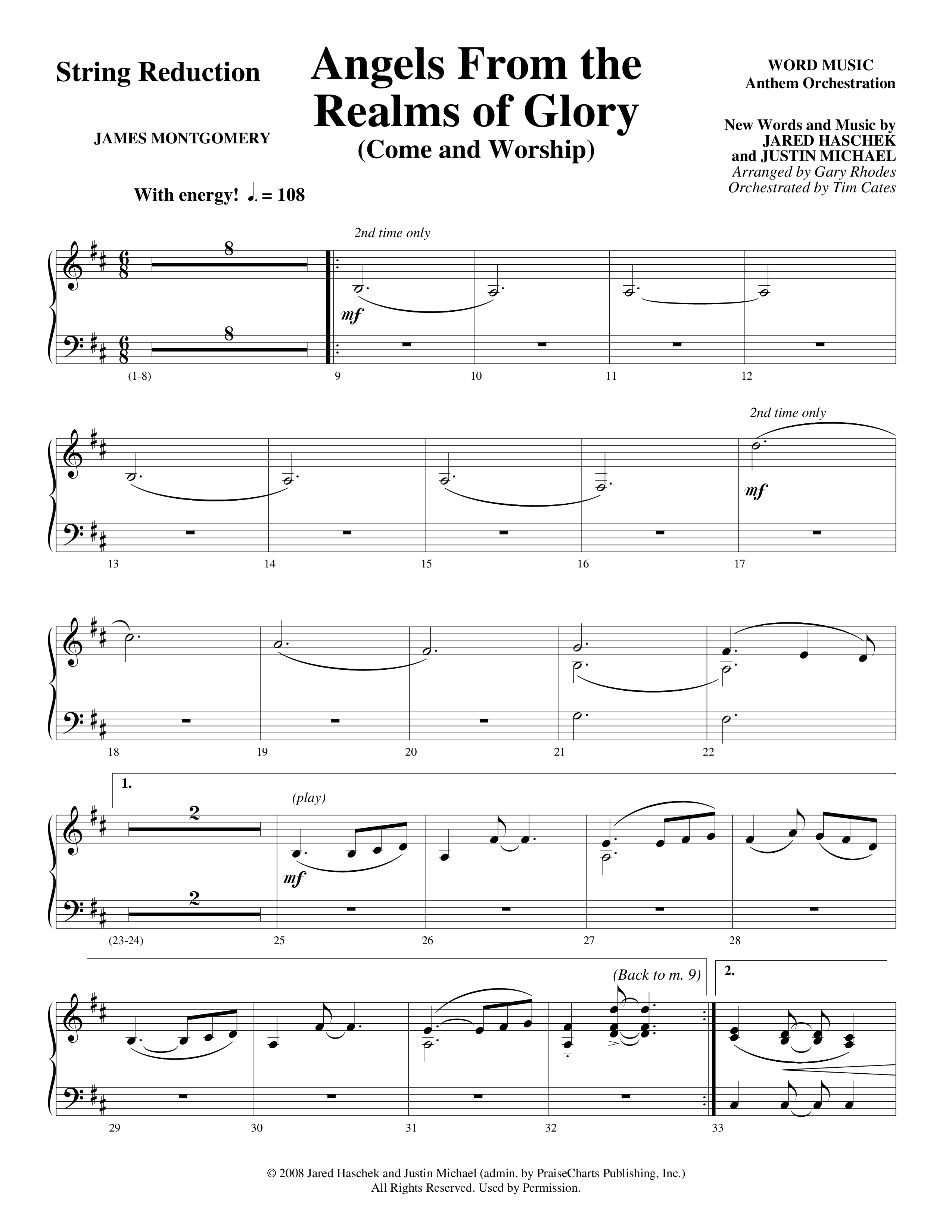 Angels From The Realms Of Glory (Come And Worship) String Reduction (Word Music Choral / Arr. Gary Rhodes / Orch. Tim Cates)