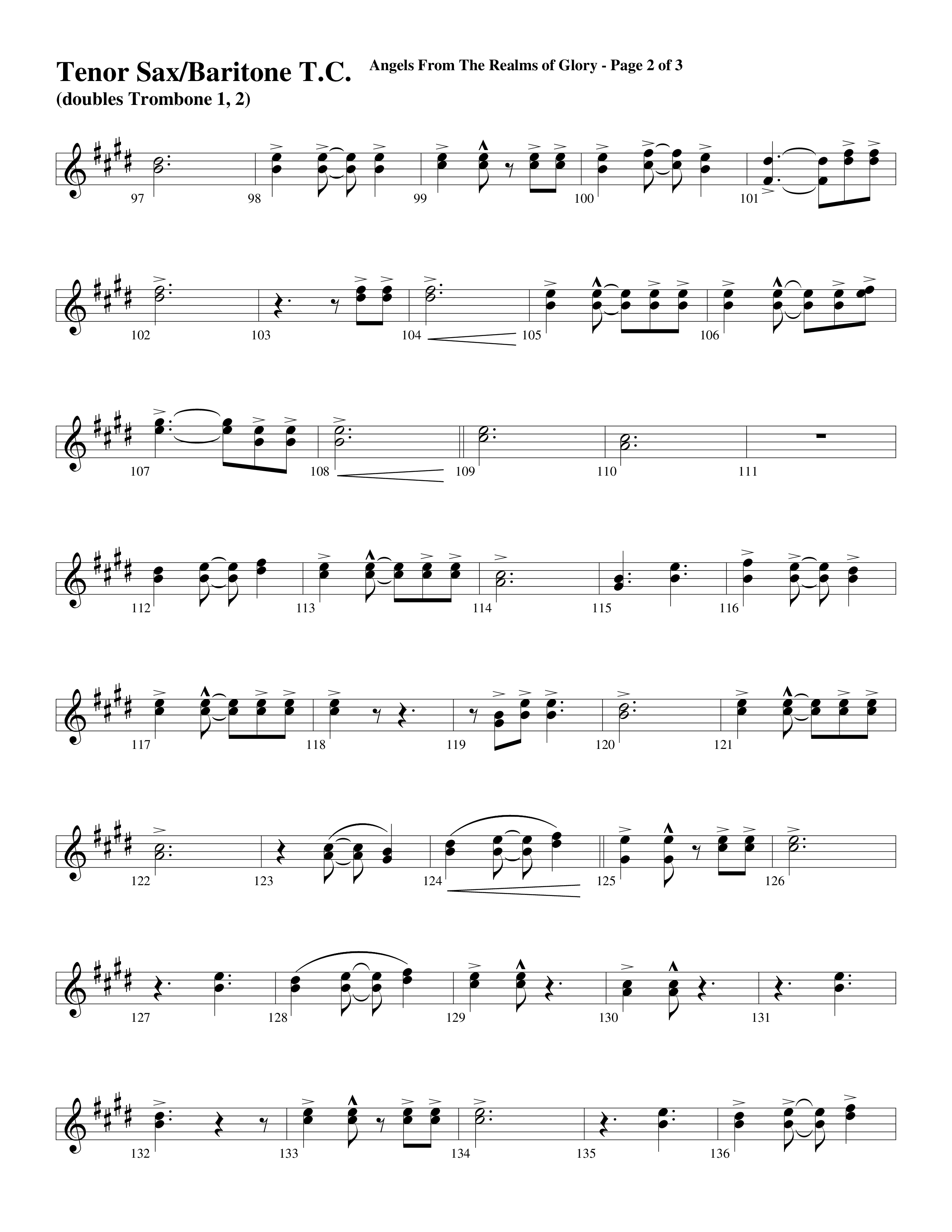 Angels From The Realms Of Glory (Come And Worship) Tenor Sax/Baritone T.C. (Word Music Choral / Arr. Gary Rhodes / Orch. Tim Cates)