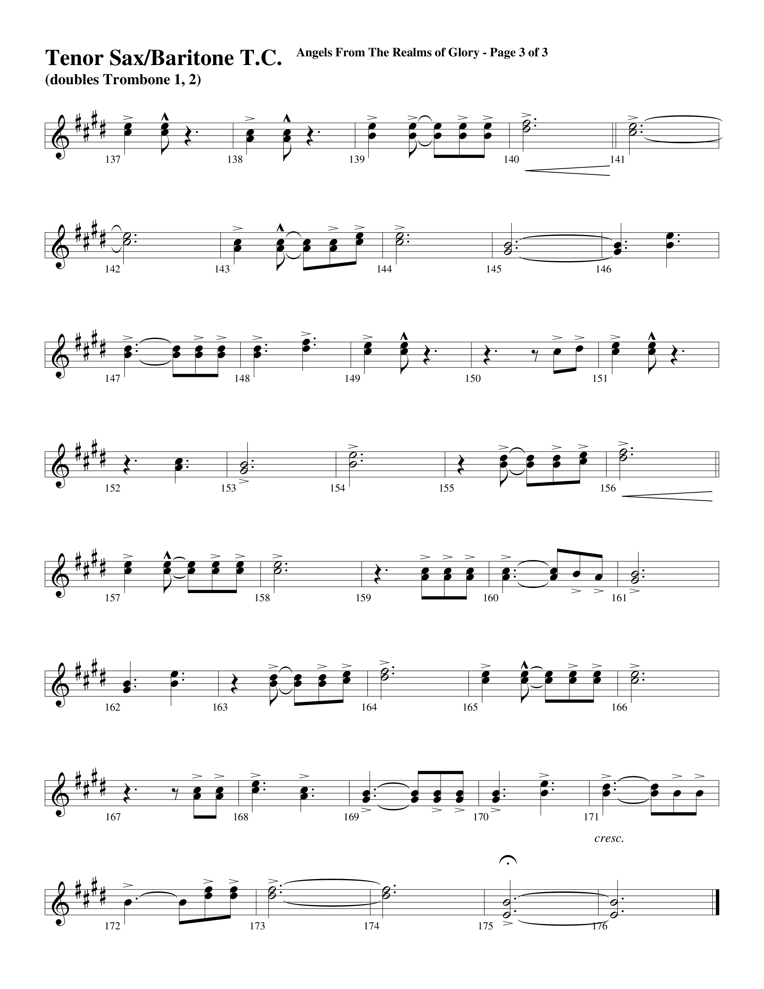 Angels From The Realms Of Glory (Come And Worship) Tenor Sax/Baritone T.C. (Word Music Choral / Arr. Gary Rhodes / Orch. Tim Cates)
