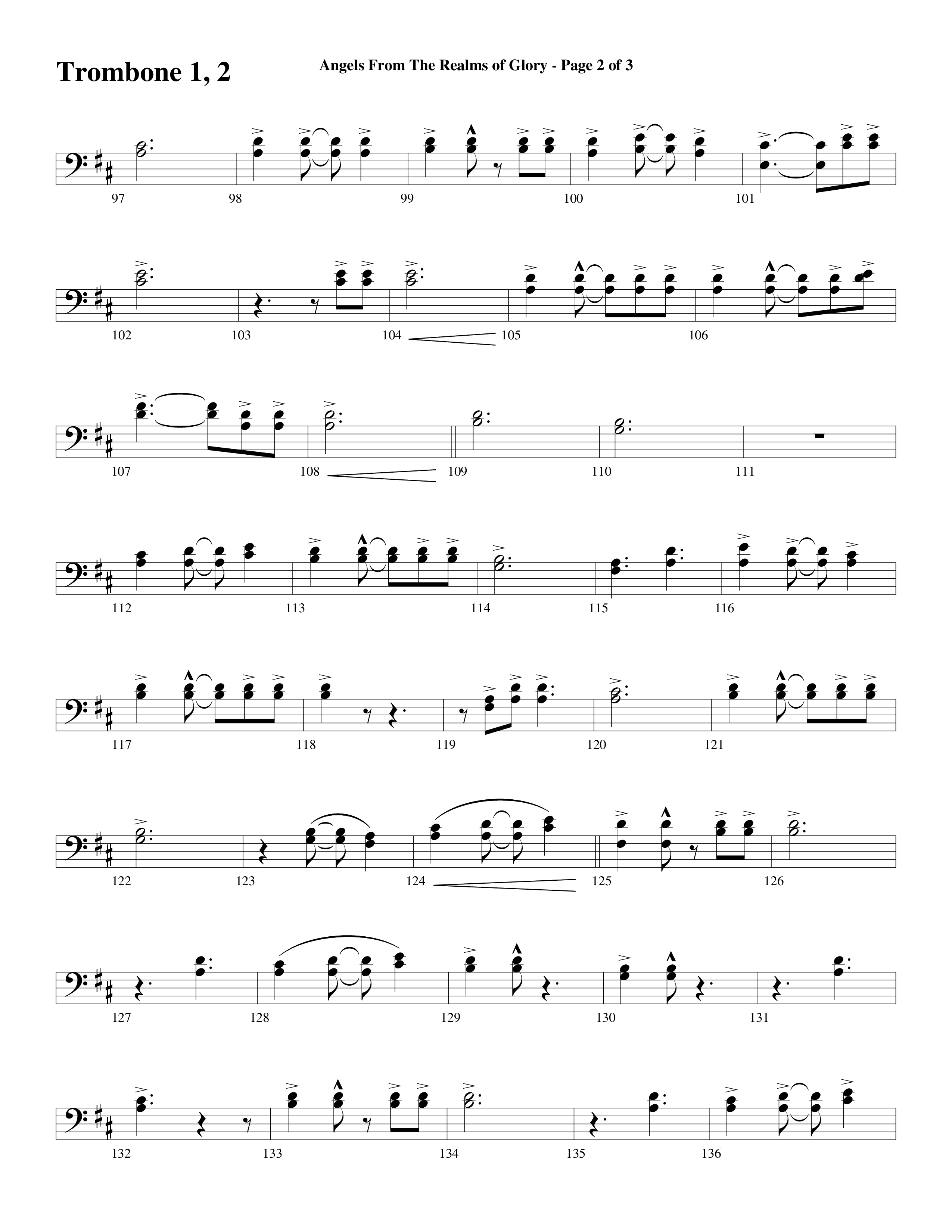 Angels From The Realms Of Glory (Come And Worship) Trombone 1/2 (Word Music Choral / Arr. Gary Rhodes / Orch. Tim Cates)