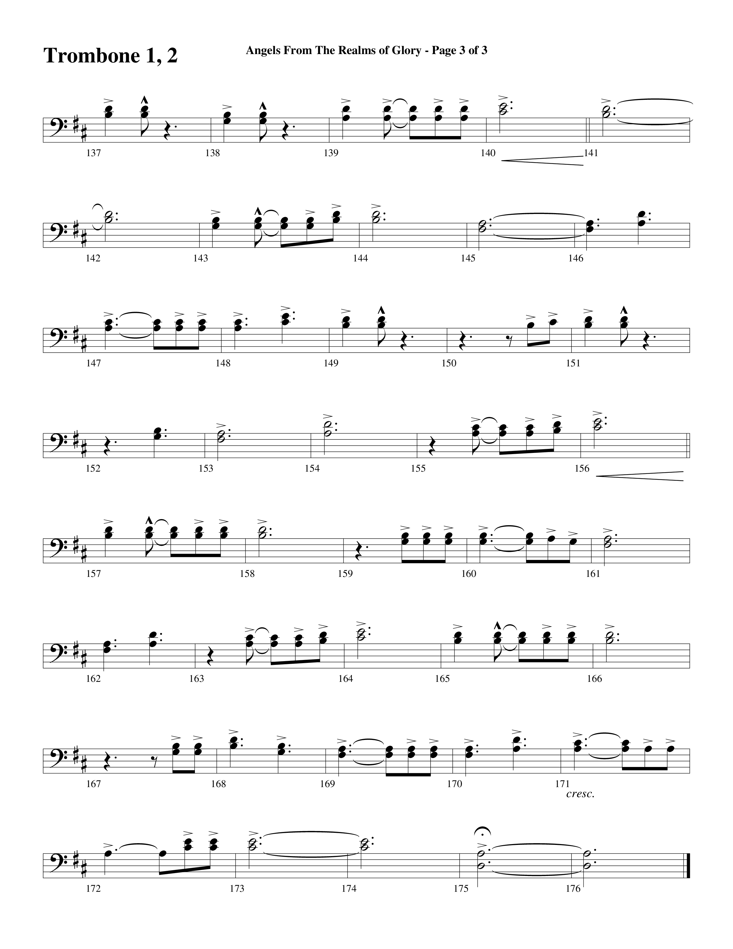 Angels From The Realms Of Glory (Come And Worship) Trombone 1/2 (Word Music Choral / Arr. Gary Rhodes / Orch. Tim Cates)