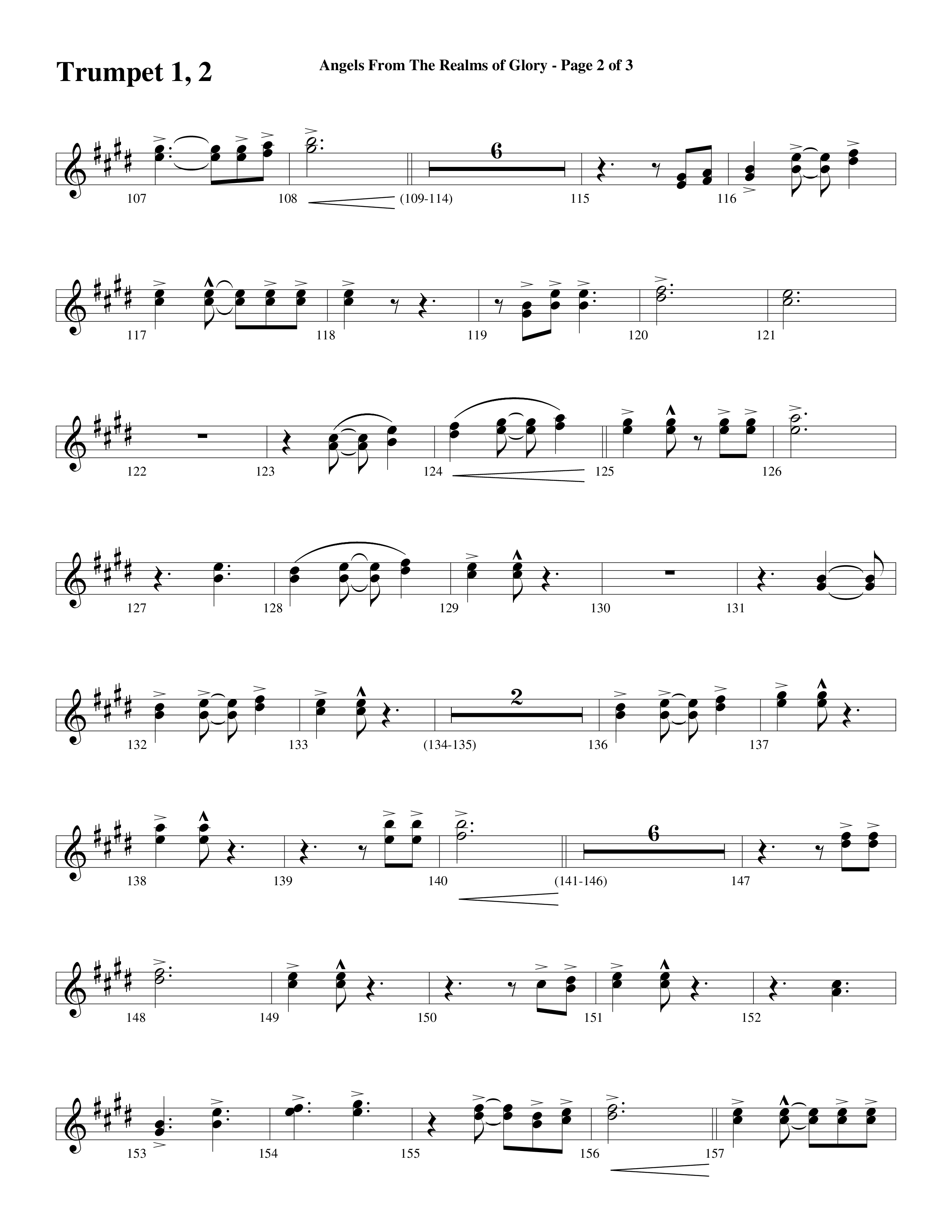 Angels From The Realms Of Glory (Come And Worship) Trumpet 1,2 (Word Music Choral / Arr. Gary Rhodes / Orch. Tim Cates)