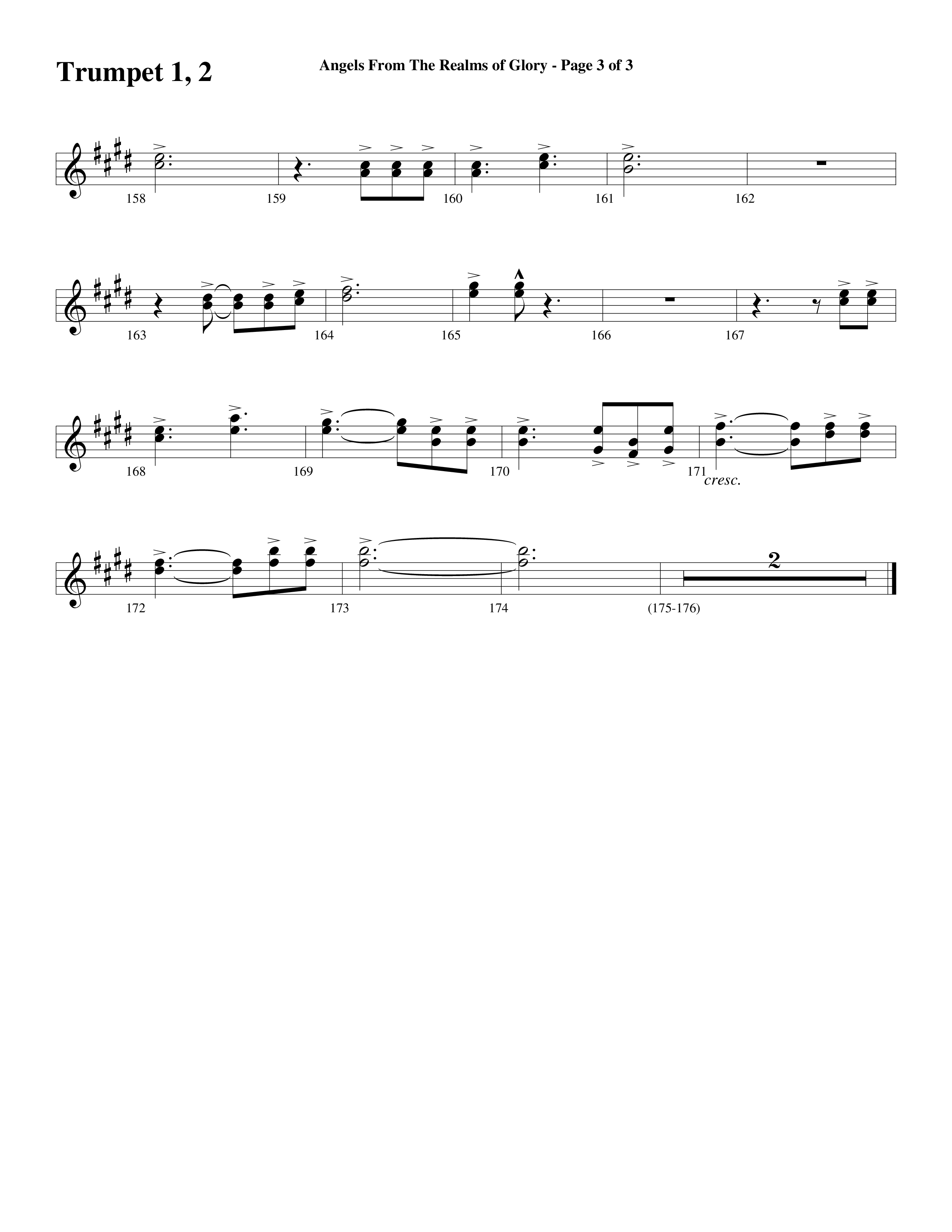 Angels From The Realms Of Glory (Come And Worship) Trumpet 1,2 (Word Music Choral / Arr. Gary Rhodes / Orch. Tim Cates)