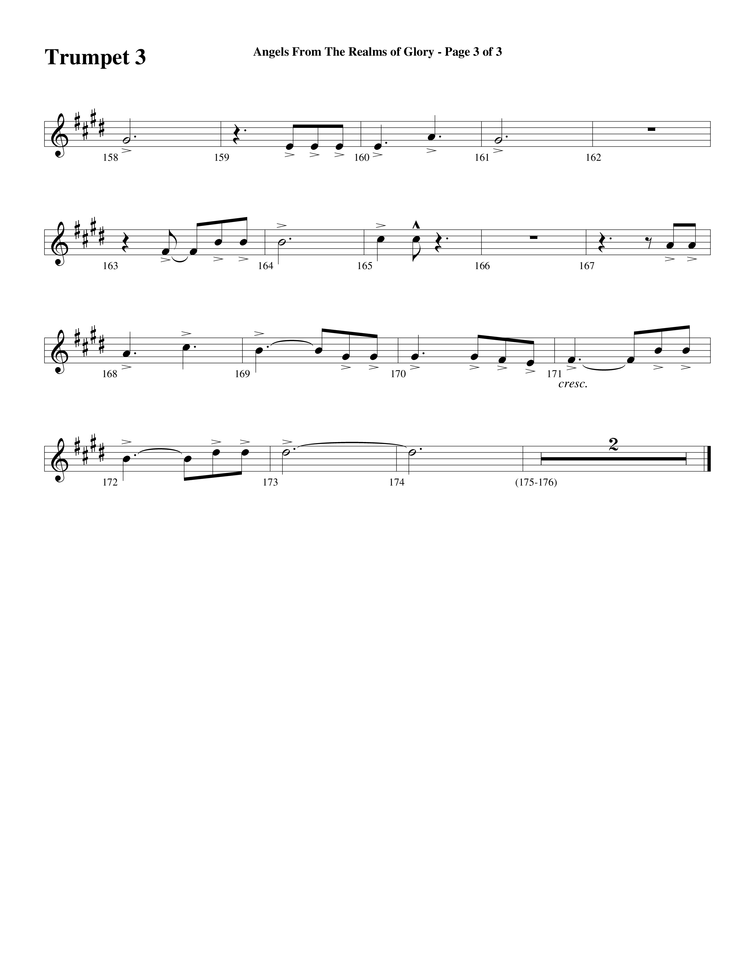 Angels From The Realms Of Glory (Come And Worship) Trumpet 3 (Word Music Choral / Arr. Gary Rhodes / Orch. Tim Cates)