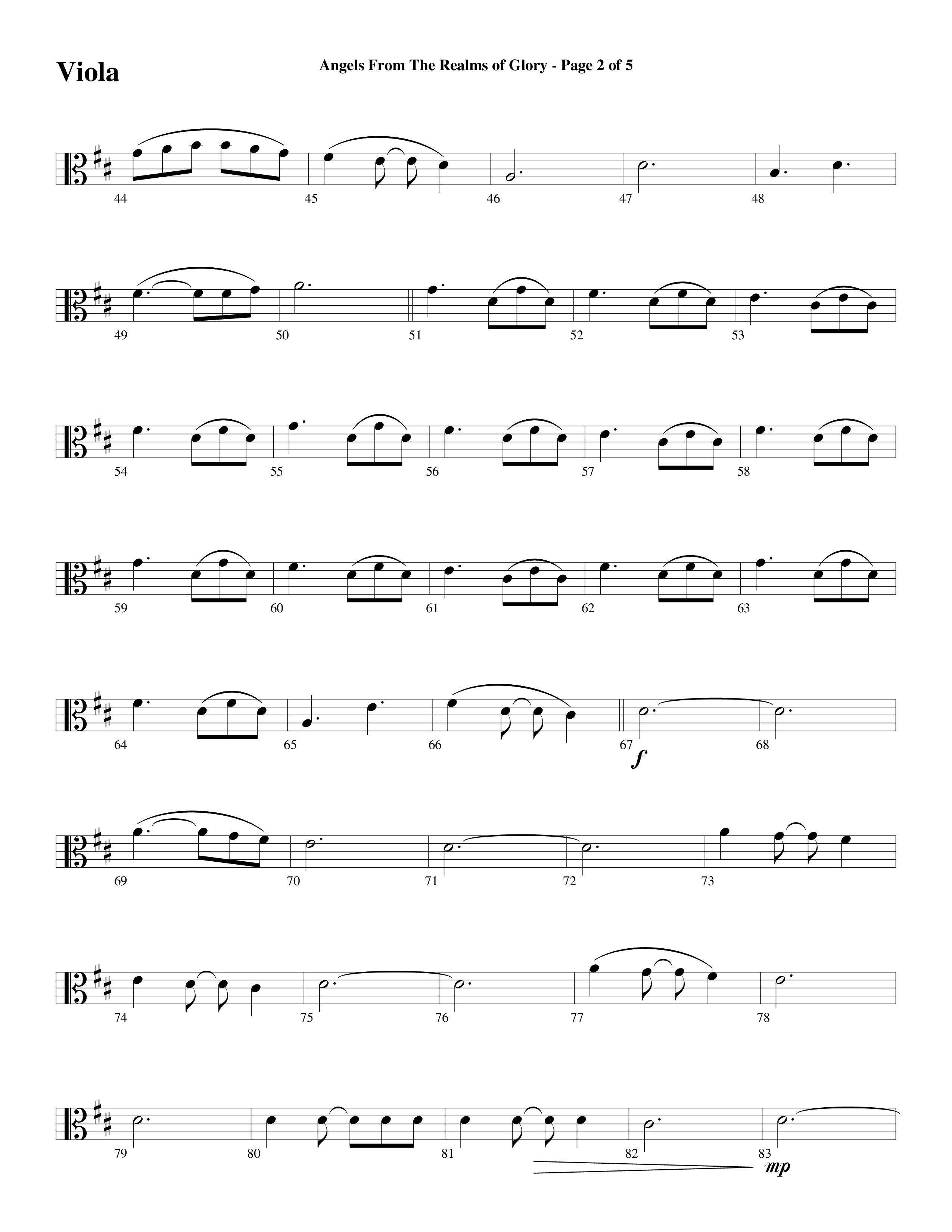 Angels From The Realms Of Glory (Come And Worship) Viola (Word Music Choral / Arr. Gary Rhodes / Orch. Tim Cates)