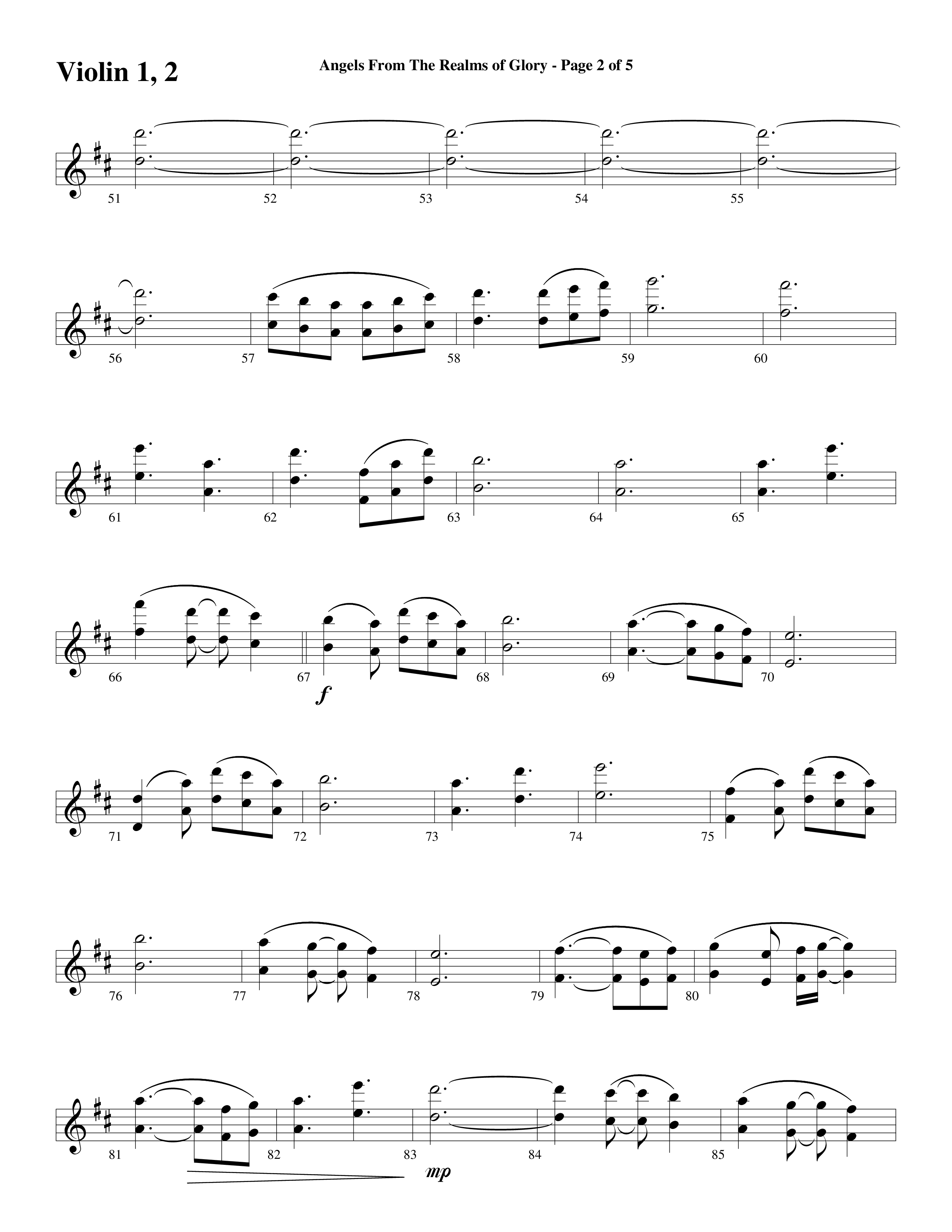 Angels From The Realms Of Glory (Come And Worship) Violin 1/2 (Word Music Choral / Arr. Gary Rhodes / Orch. Tim Cates)