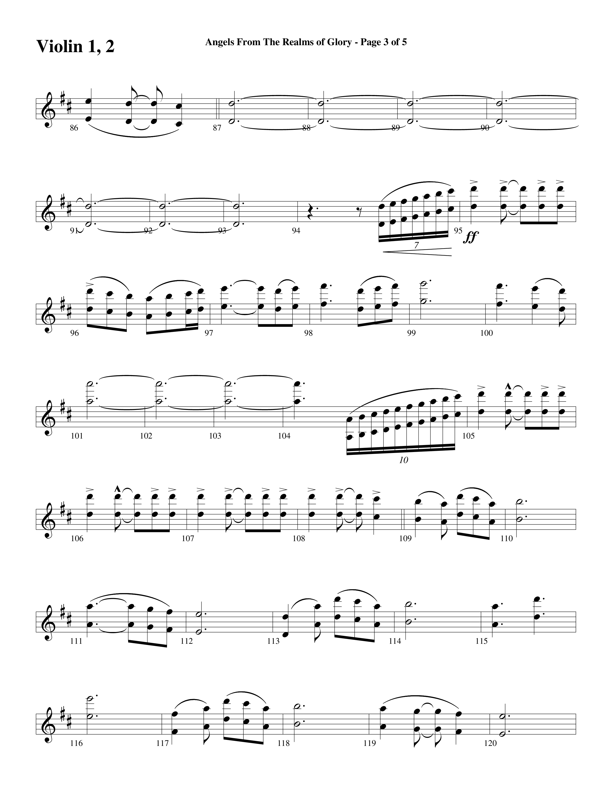 Angels From The Realms Of Glory (Come And Worship) Violin 1/2 (Word Music Choral / Arr. Gary Rhodes / Orch. Tim Cates)