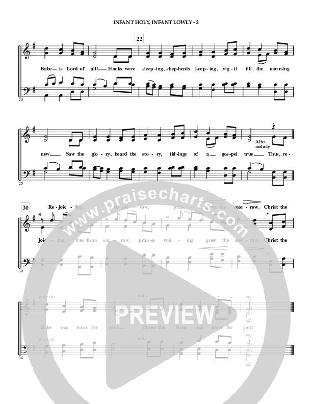 Infant Holy Infant Lowly Choir Sheet (SATB) (Irving Bible Church Vox Humana Choir / Gail Wasson)