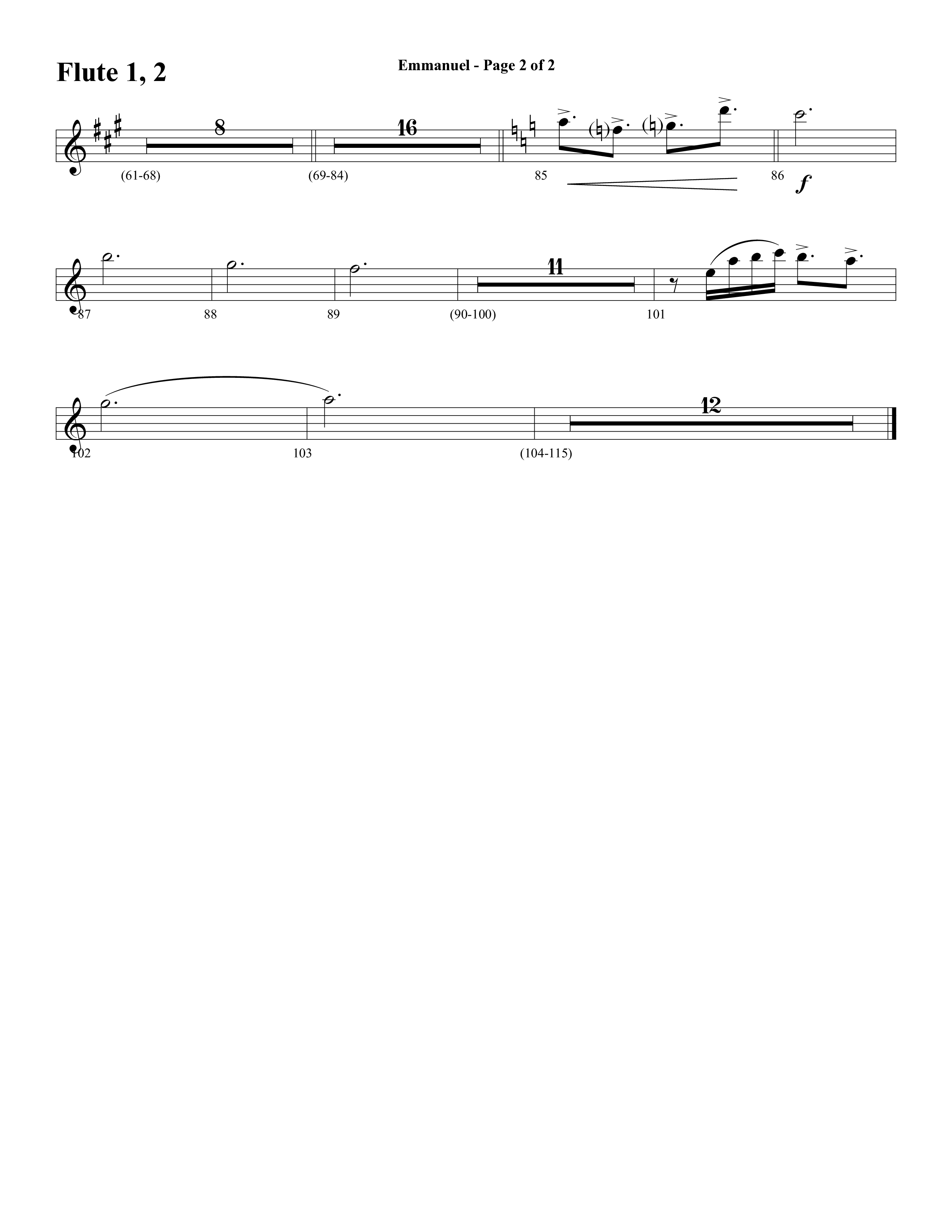 Emmanuel (Hallowed Manger Ground) (Choral Anthem SATB) Flute 1/2 (Word Music Choral / Arr. Dave Williamson)