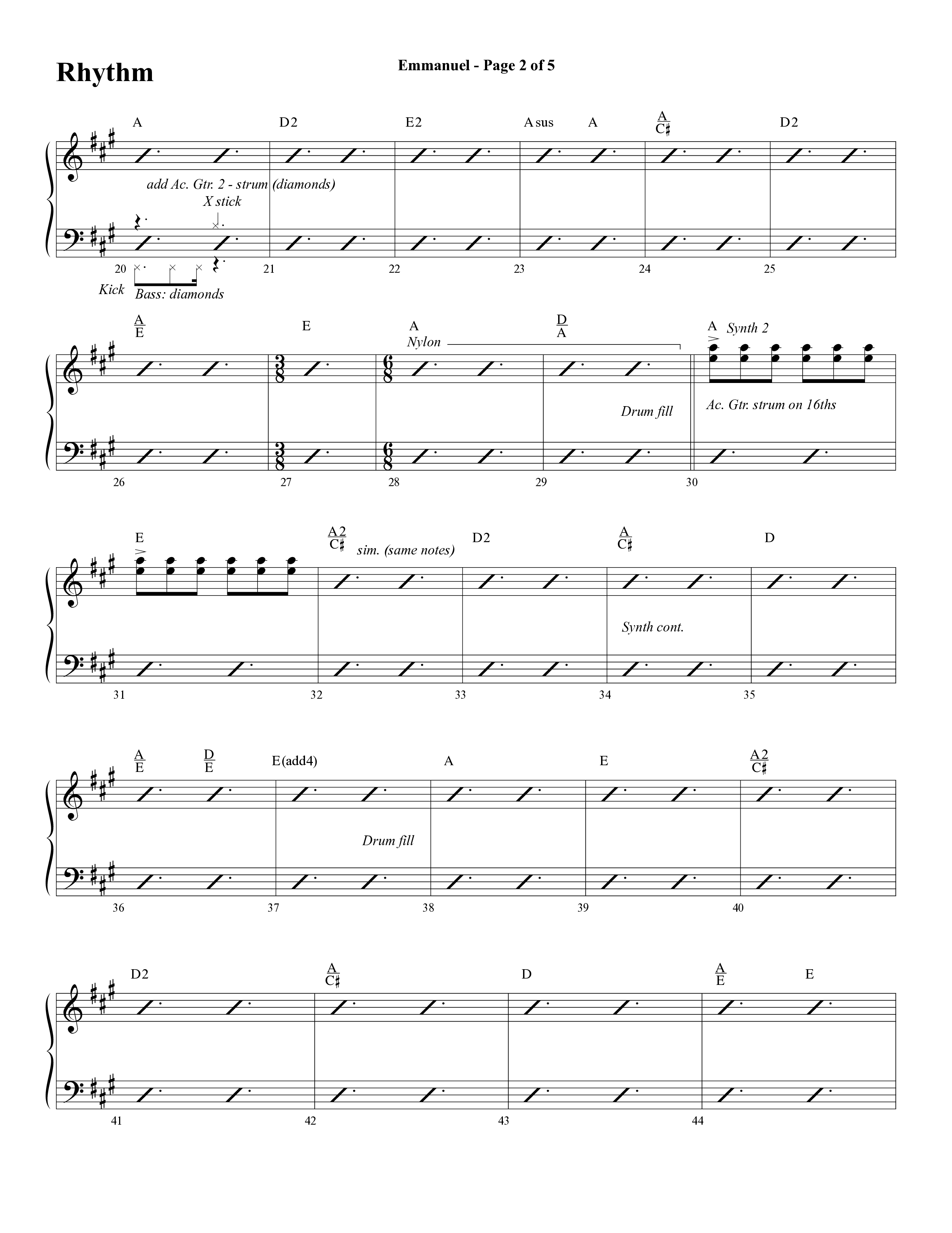 Emmanuel (Hallowed Manger Ground) (Choral Anthem SATB) Rhythm Chart (Word Music Choral / Arr. Dave Williamson)
