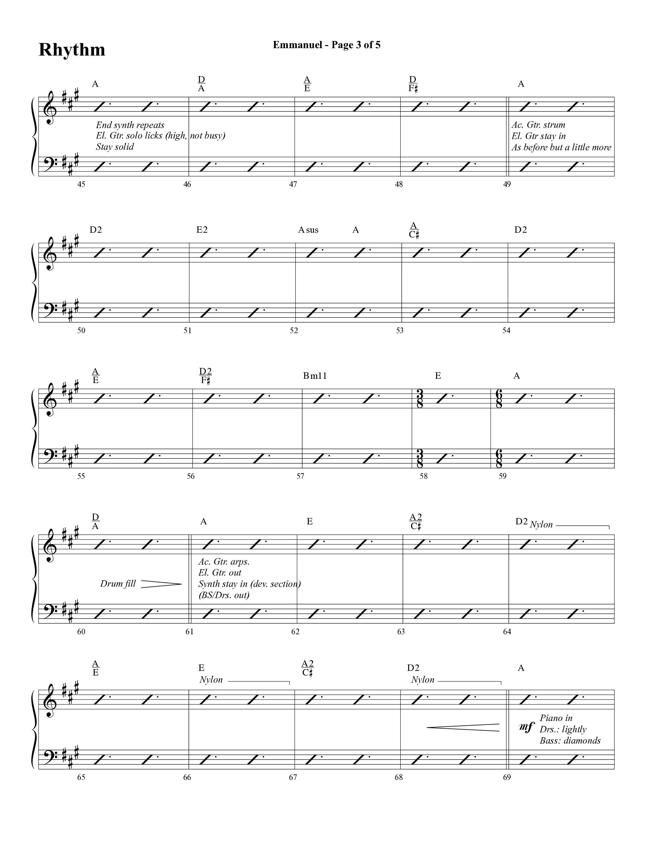 Emmanuel (Hallowed Manger Ground) (Choral Anthem SATB) Rhythm Chart (Word Music Choral / Arr. Dave Williamson)