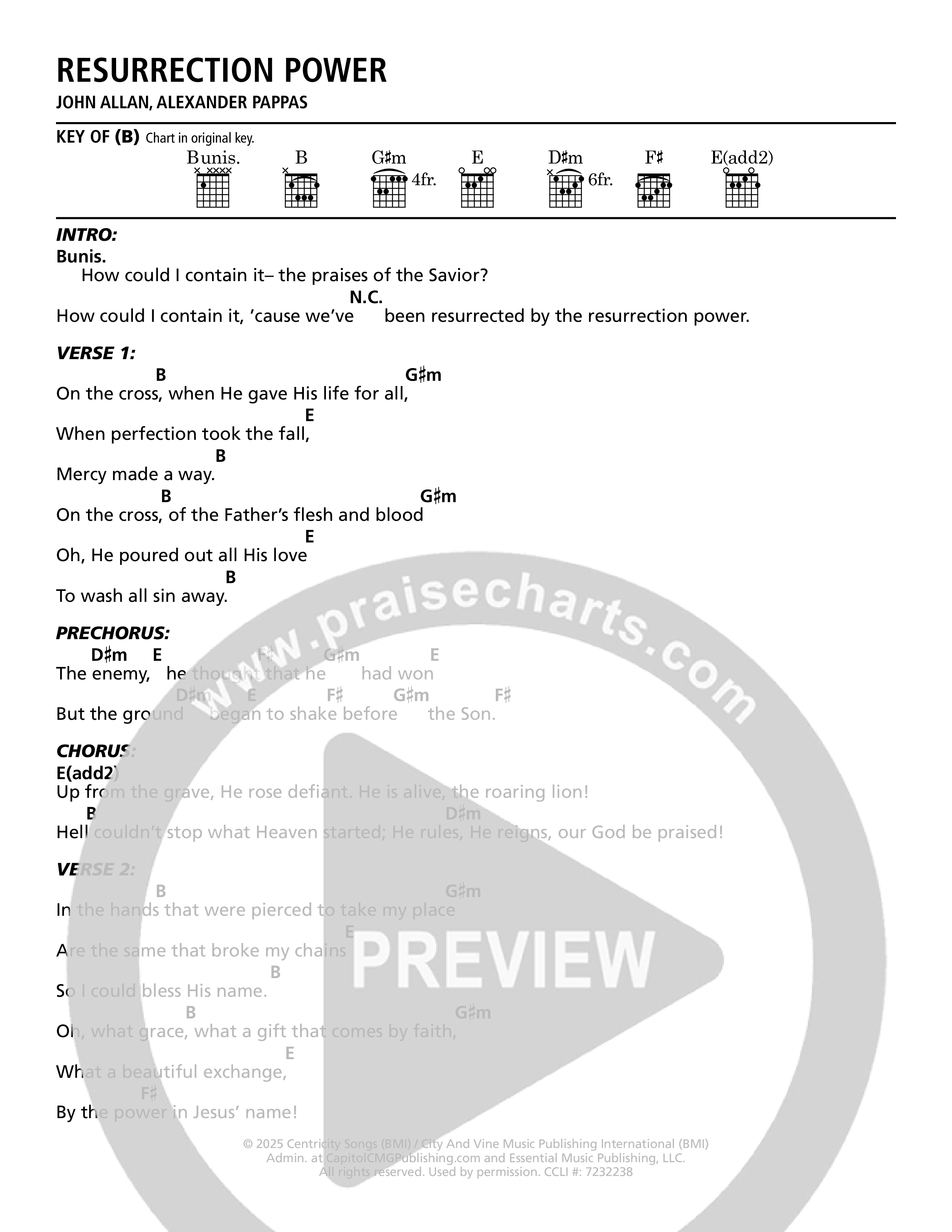 Resurrection Power Chord Chart (John Allan)