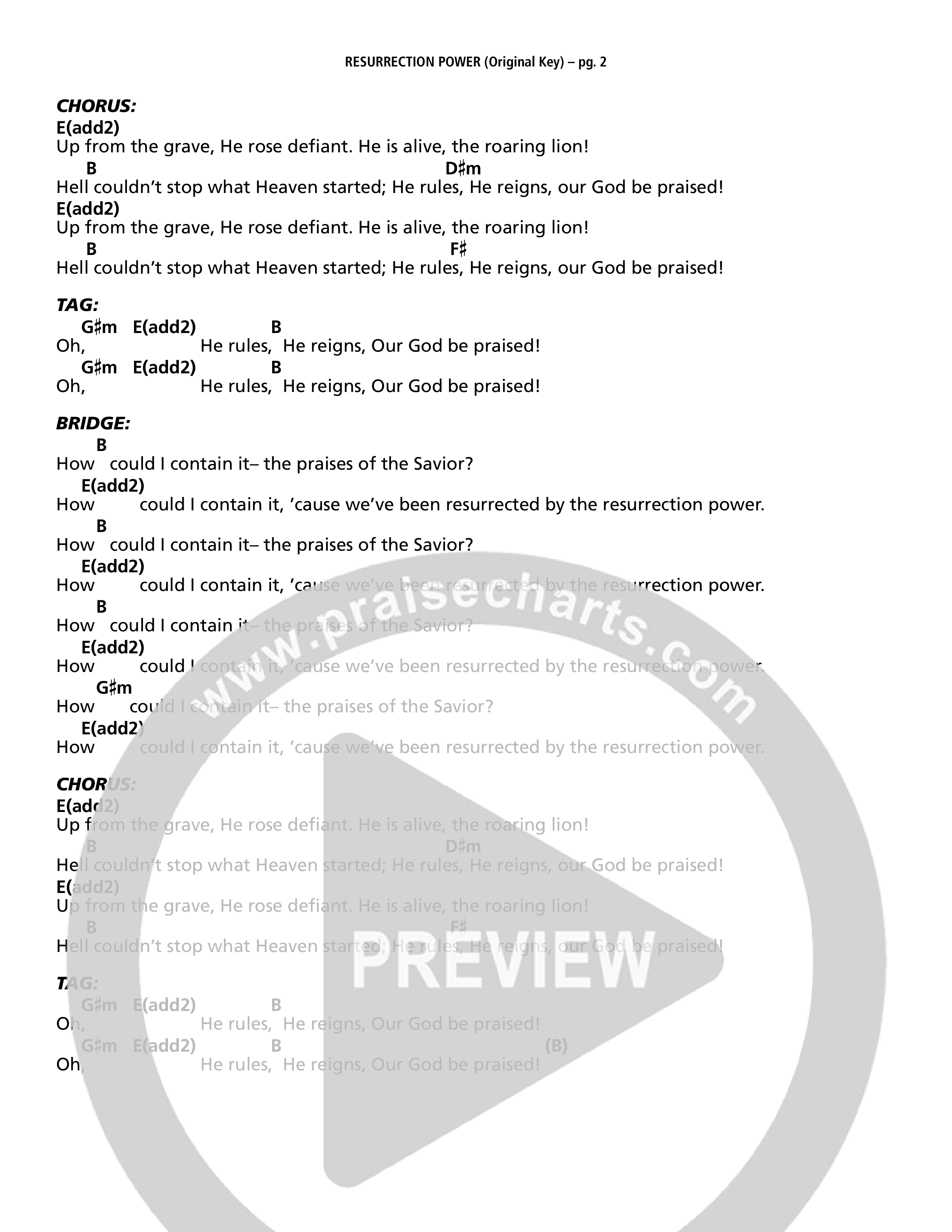 Resurrection Power Chord Chart (John Allan)