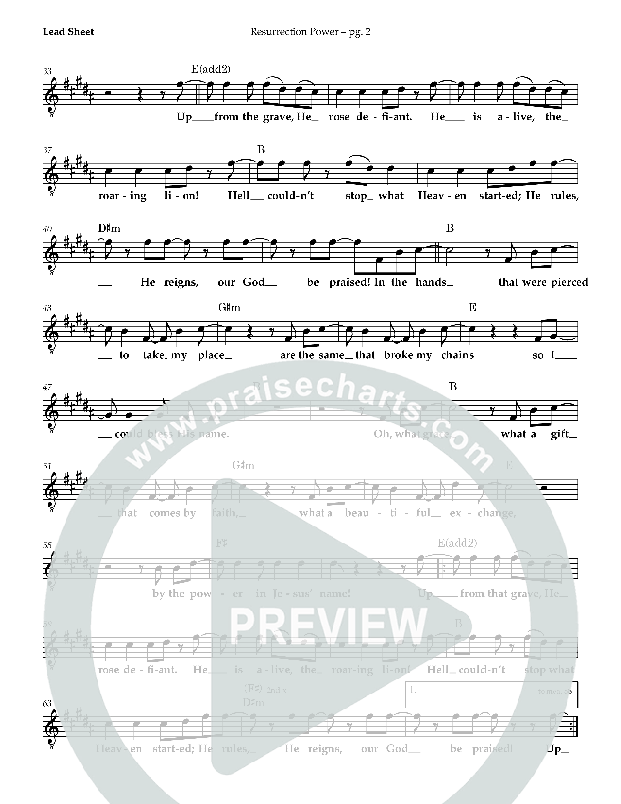 Resurrection Power Lead Sheet Melody (John Allan)