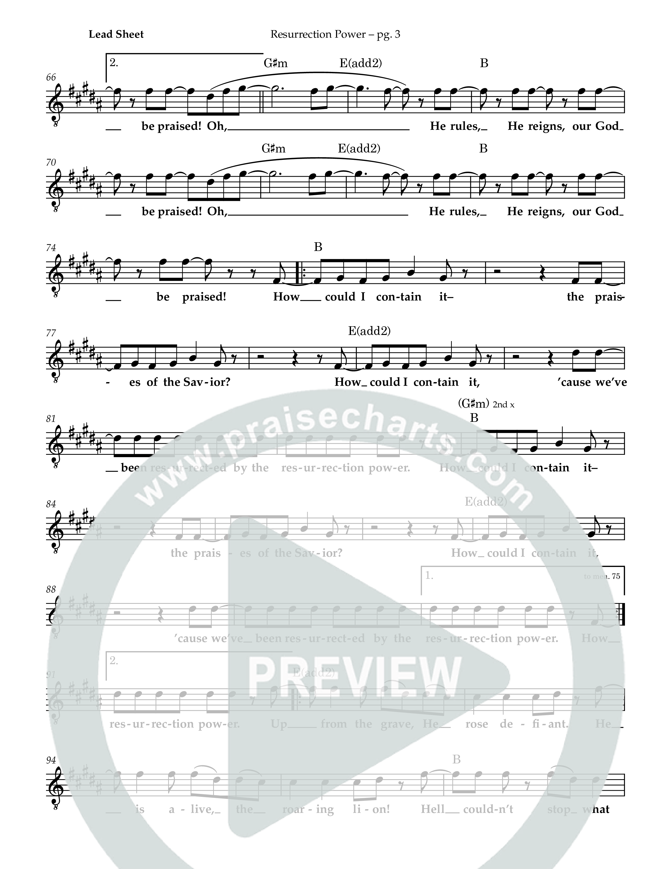 Resurrection Power Lead Sheet Melody (John Allan)