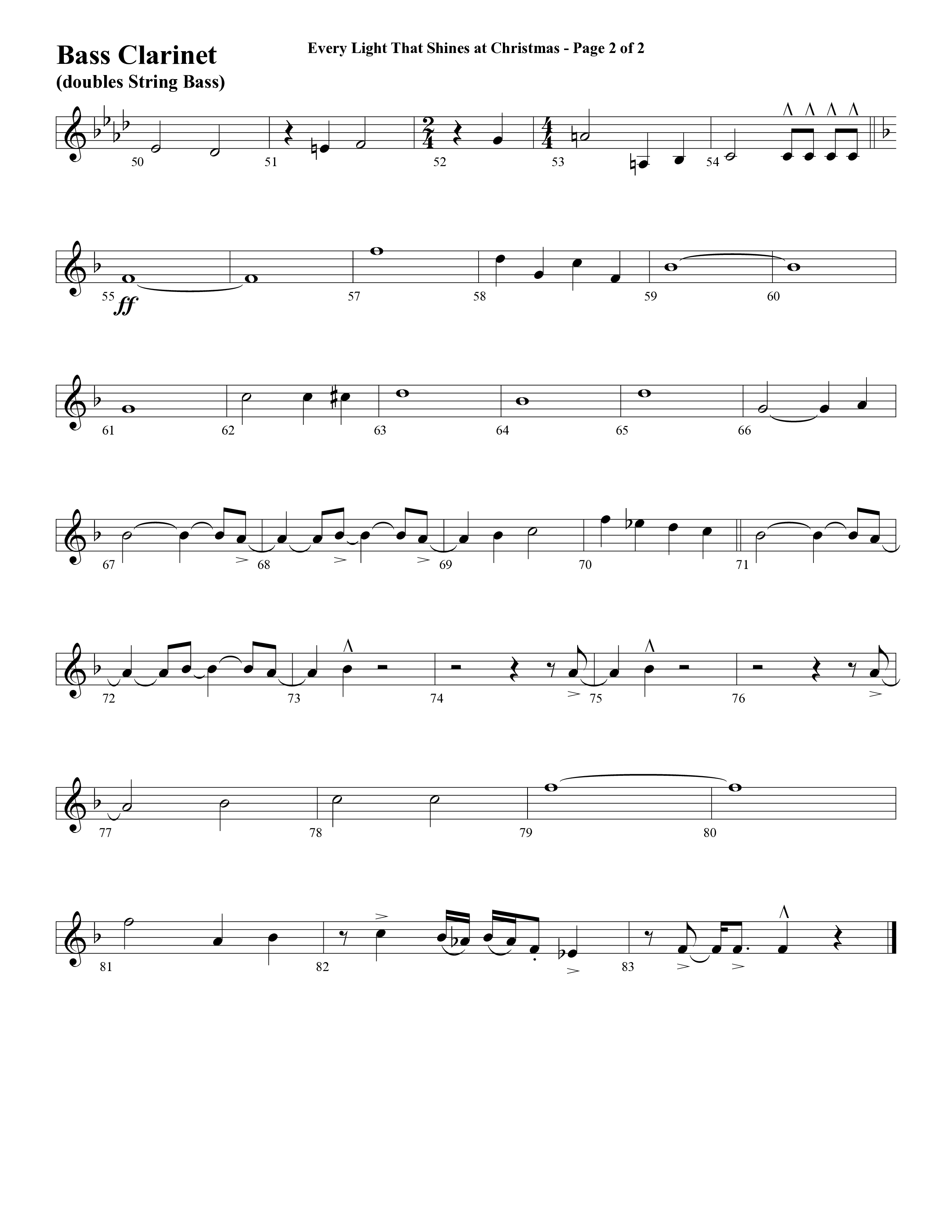 Every Light That Shines At Christmas (Choral Anthem SATB) Bass Clarinet (Word Music Choral / Arr. Cliff Duren)