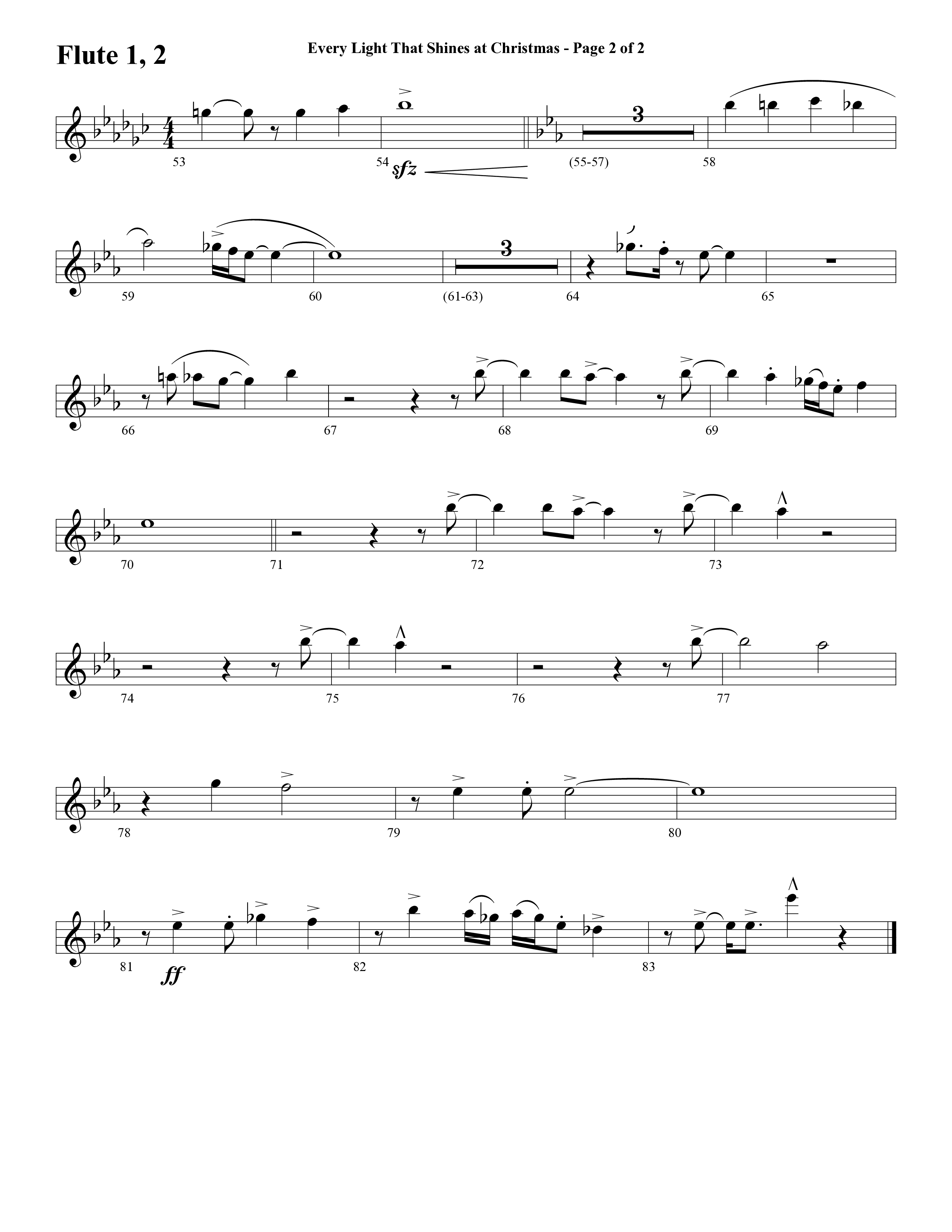 Every Light That Shines At Christmas (Choral Anthem SATB) Flute 1/2 (Word Music Choral / Arr. Cliff Duren)