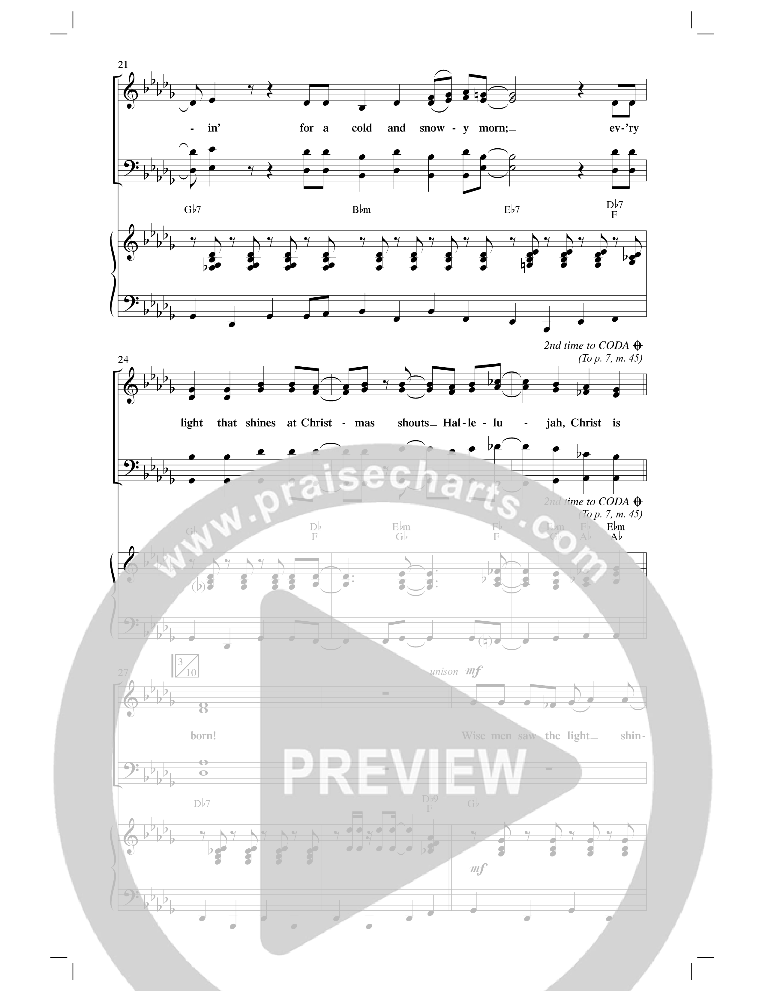 Every Light That Shines At Christmas (Choral Anthem SATB) Anthem (SATB/Piano) (Word Music Choral / Arr. Cliff Duren)