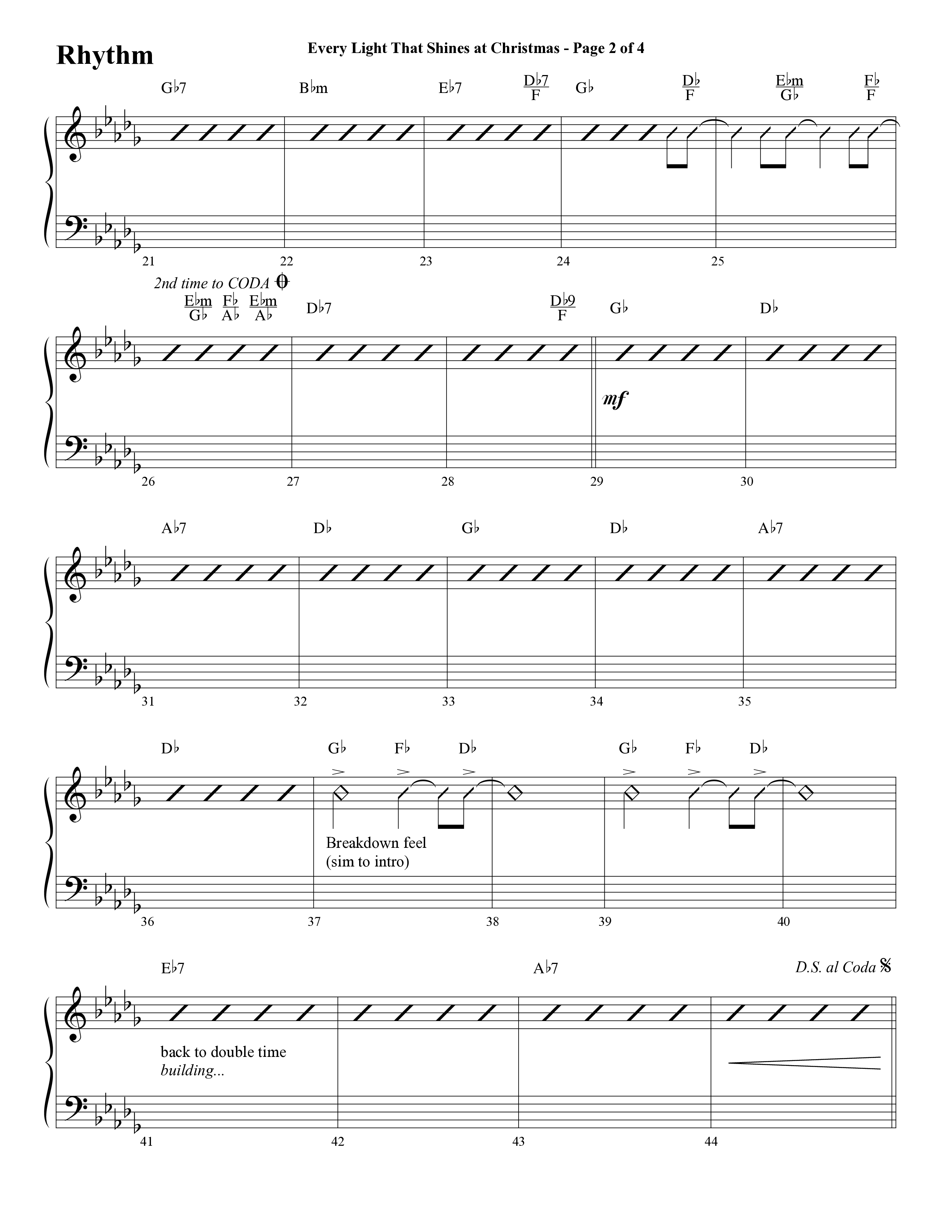 Every Light That Shines At Christmas (Choral Anthem SATB) Rhythm Chart (Word Music Choral / Arr. Cliff Duren)