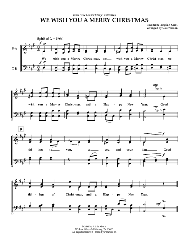 We Wish You A Merry Christmas Choir Sheet (SATB) (Irving Bible Church Vox Humana Choir / Gail Wasson)