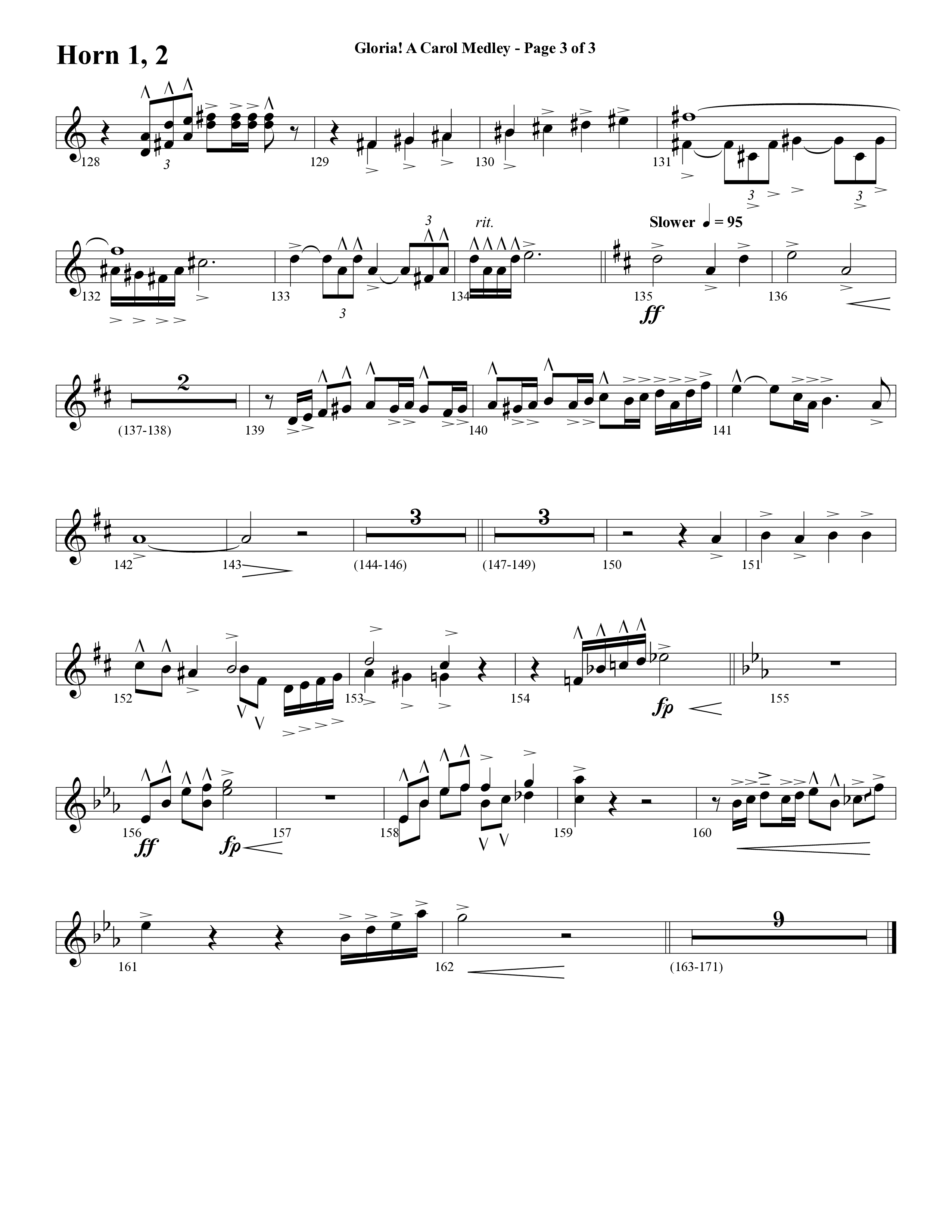 Gloria A Carol Medley (Choral Anthem SATB) French Horn 1/2 (Word Music Choral / Arr. Ric Domenico)