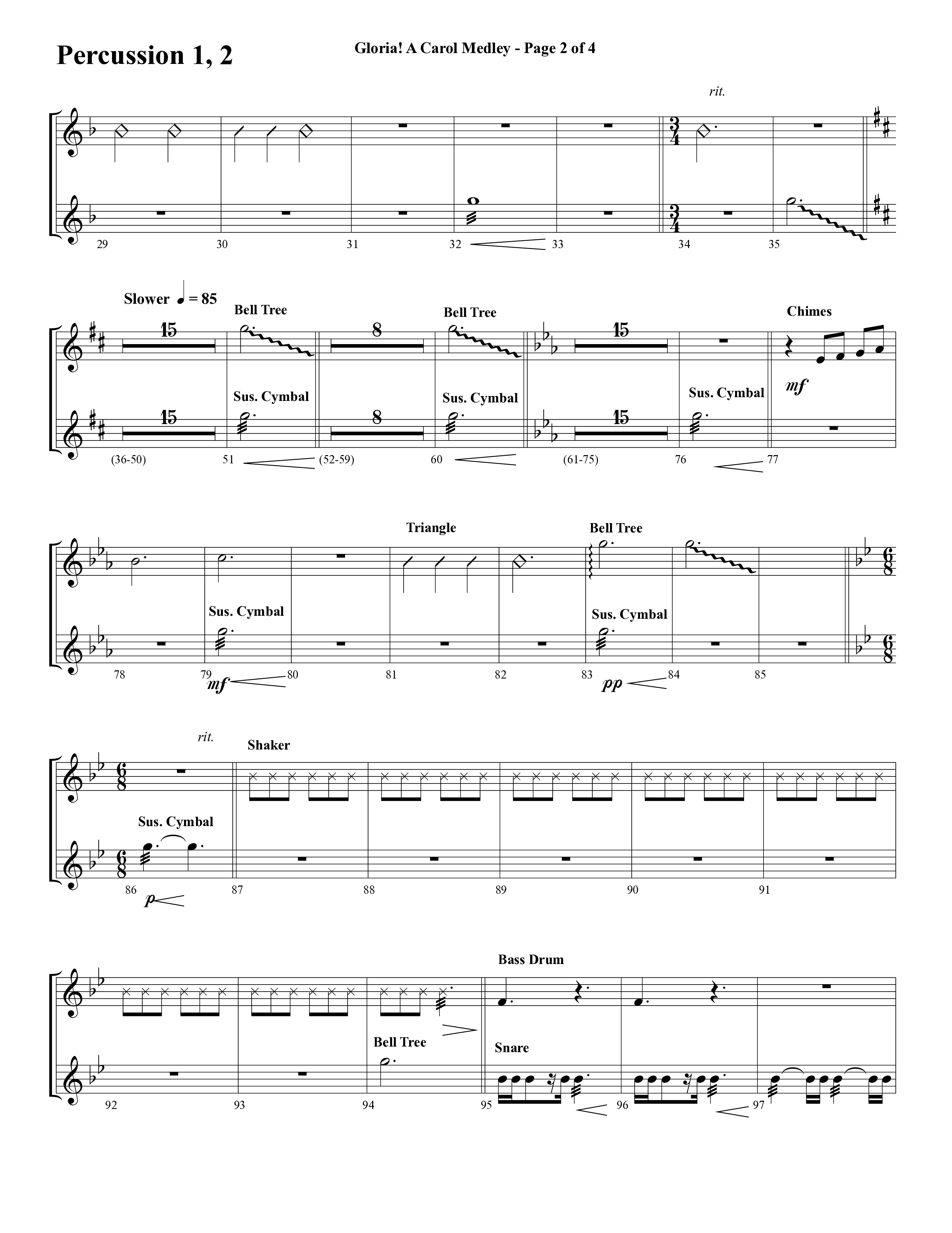 Gloria A Carol Medley (Choral Anthem SATB) Percussion (Word Music Choral / Arr. Ric Domenico)