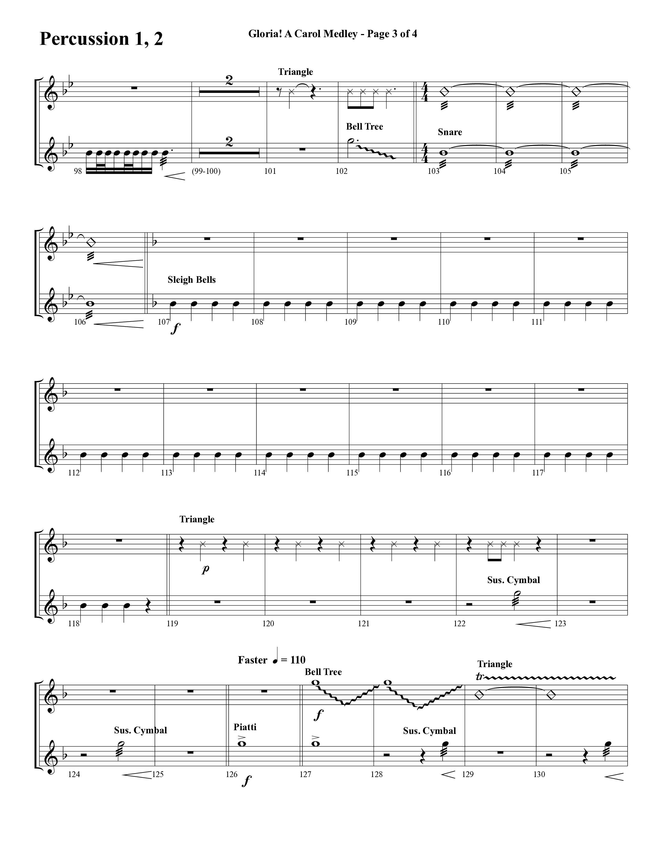 Gloria A Carol Medley (Choral Anthem SATB) Percussion (Word Music Choral / Arr. Ric Domenico)