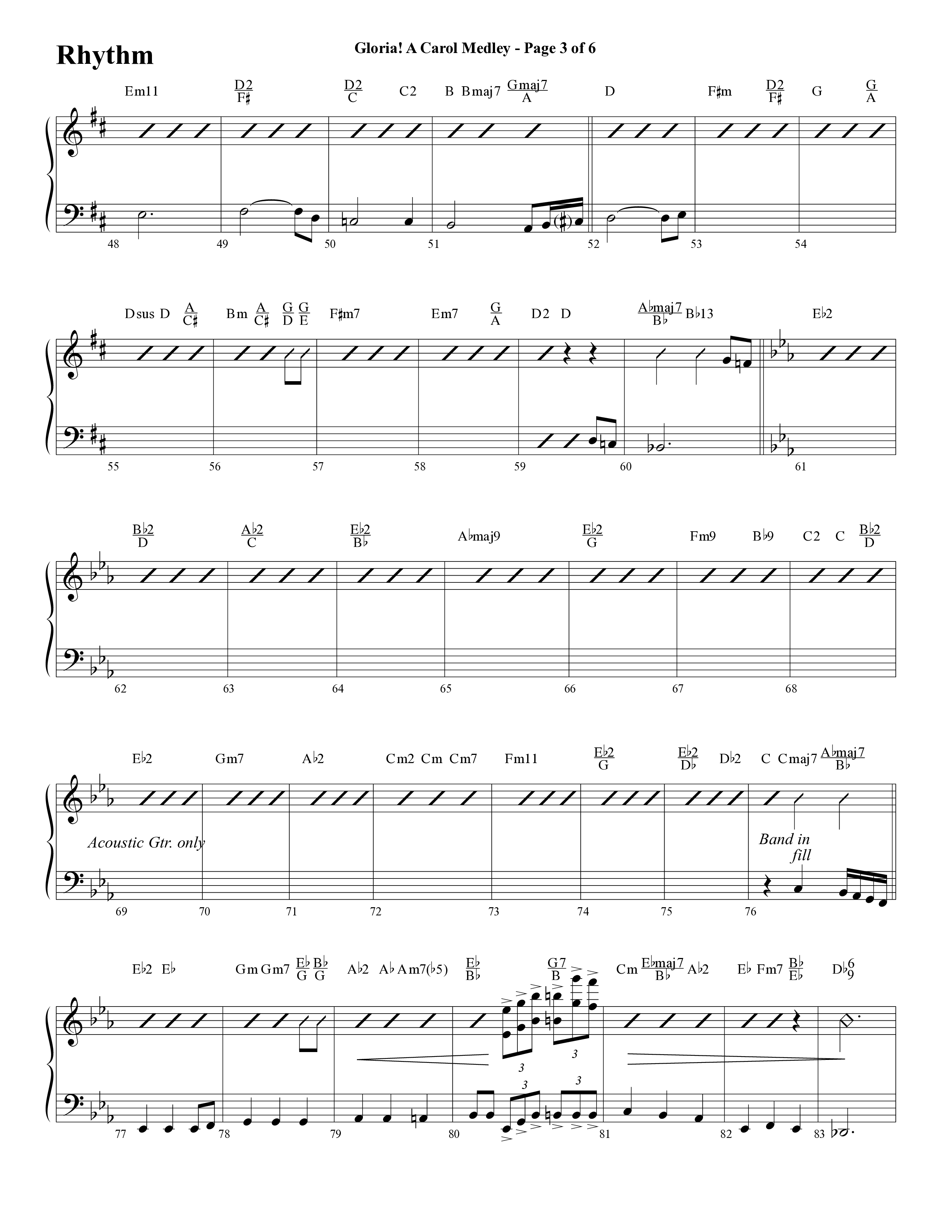 Gloria A Carol Medley (Choral Anthem SATB) Rhythm Chart (Word Music Choral / Arr. Ric Domenico)