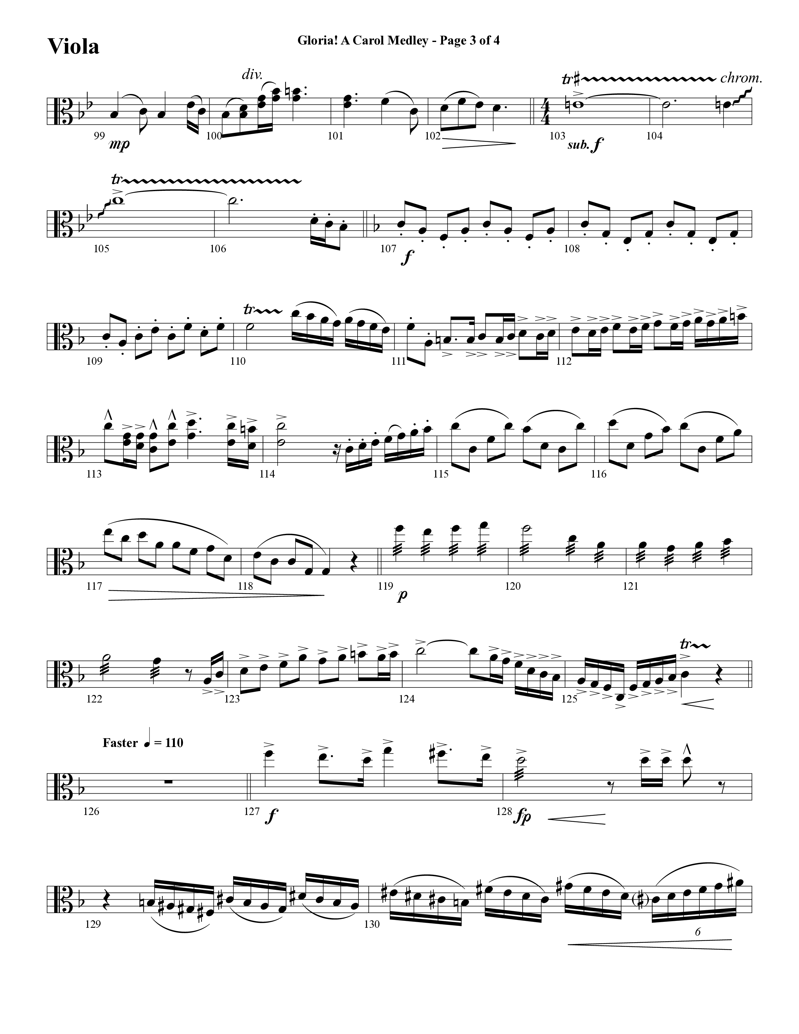 Gloria A Carol Medley (Choral Anthem SATB) Viola (Word Music Choral / Arr. Ric Domenico)
