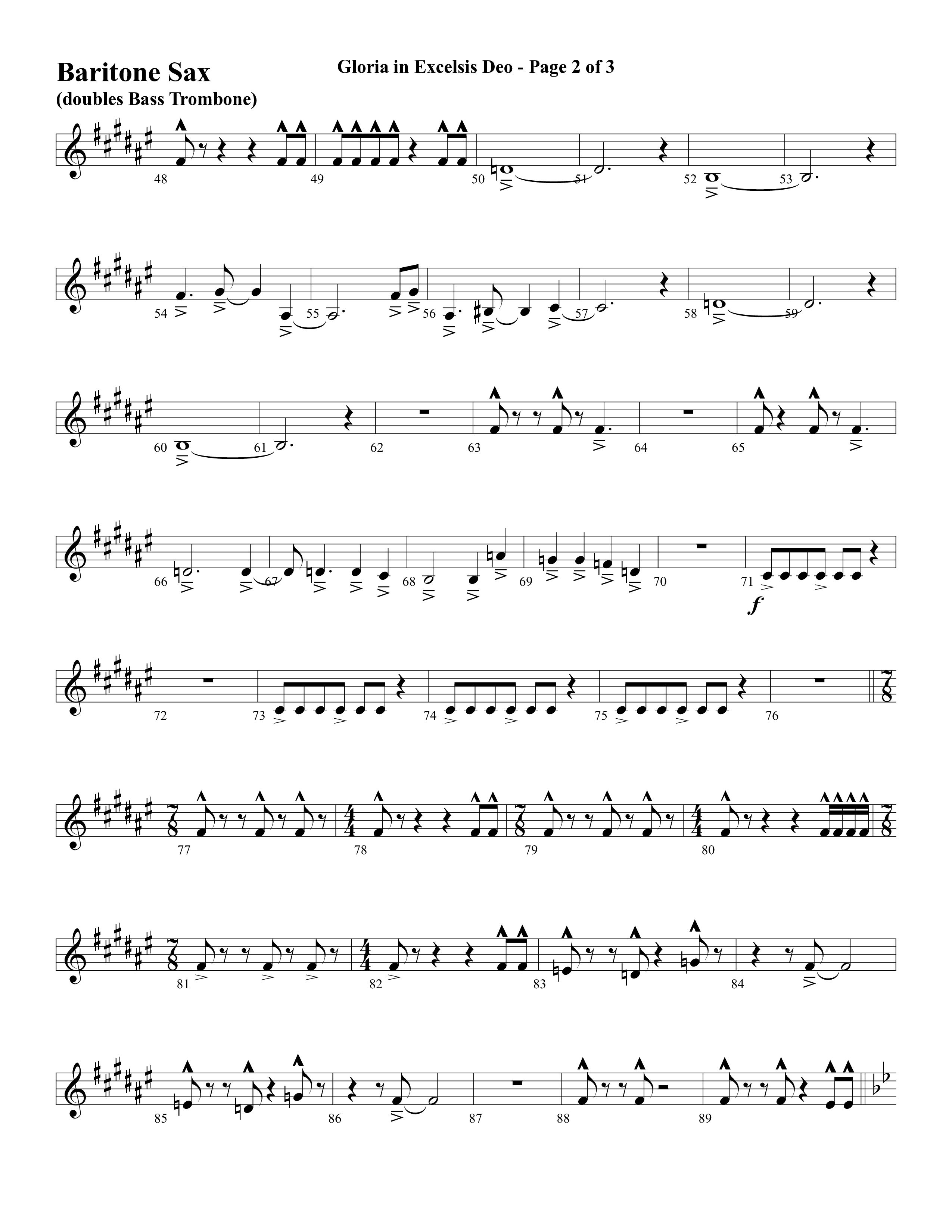 Gloria In Excelsis Deo (Choral Anthem SATB) Bari Sax (Word Music Choral / Arr. David Clydesdale)