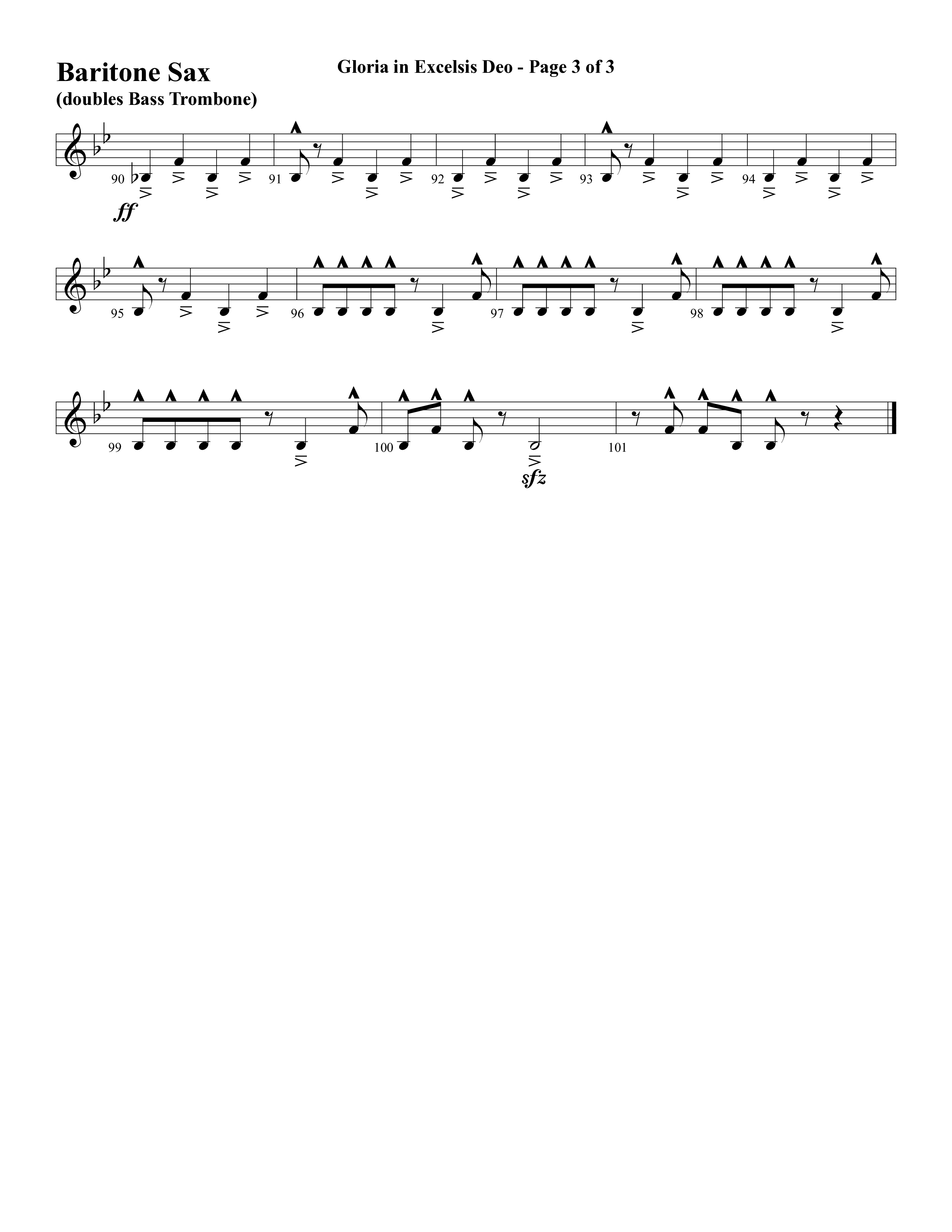 Gloria In Excelsis Deo (Choral Anthem SATB) Bari Sax (Word Music Choral / Arr. David Clydesdale)