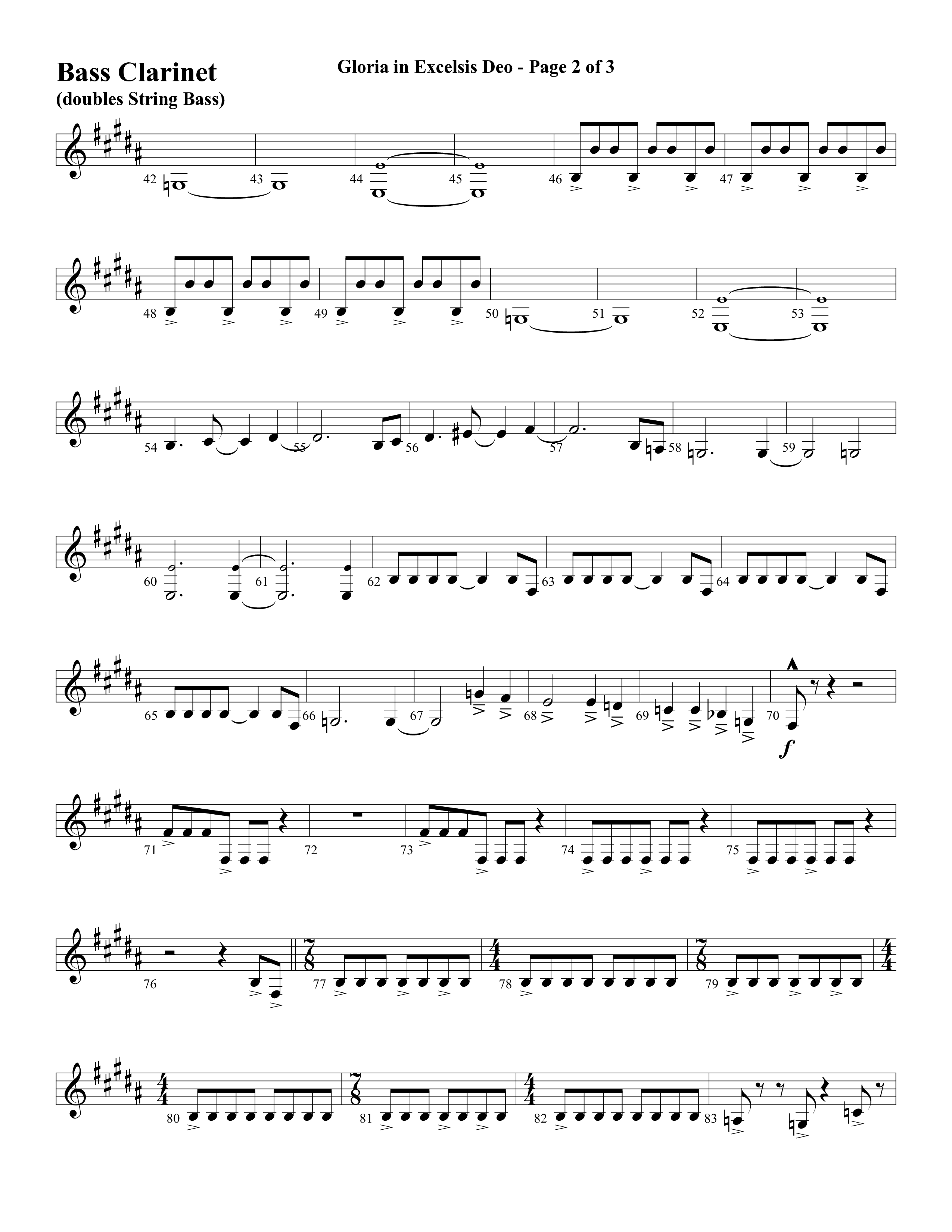 Gloria In Excelsis Deo (Choral Anthem SATB) Bass Clarinet (Word Music Choral / Arr. David Clydesdale)