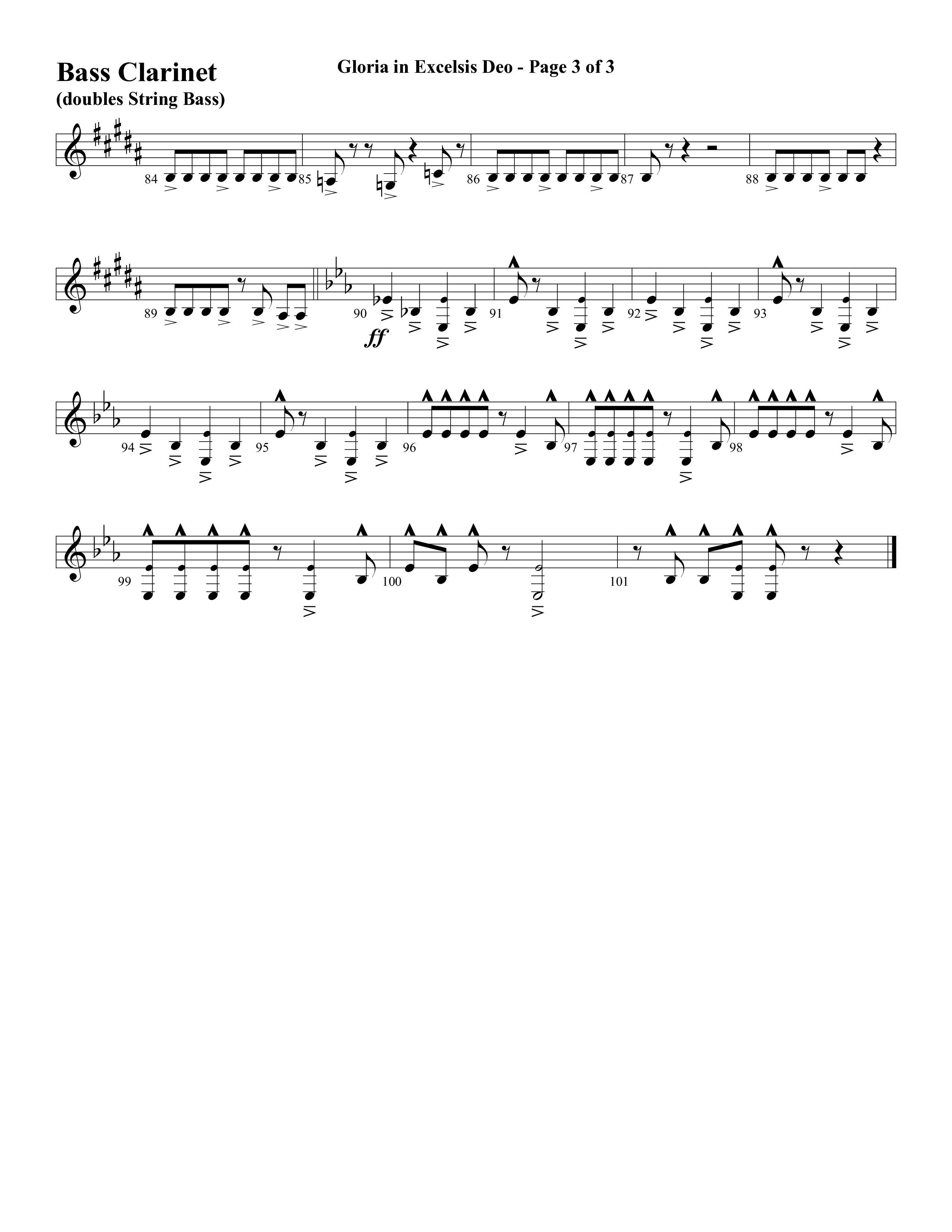 Gloria In Excelsis Deo (Choral Anthem SATB) Bass Clarinet (Word Music Choral / Arr. David Clydesdale)