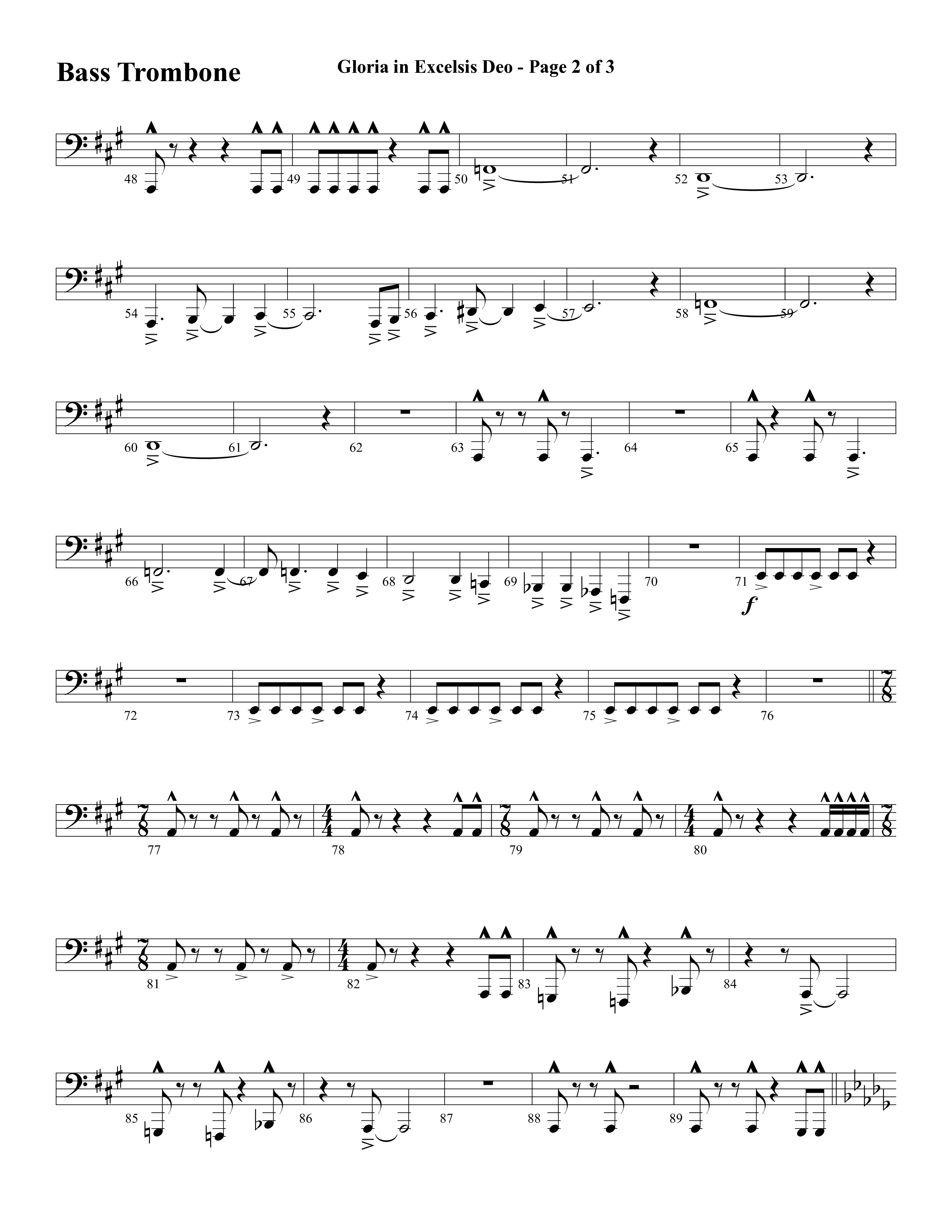 Gloria In Excelsis Deo (Choral Anthem SATB) Bass Trombone (Word Music Choral / Arr. David Clydesdale)