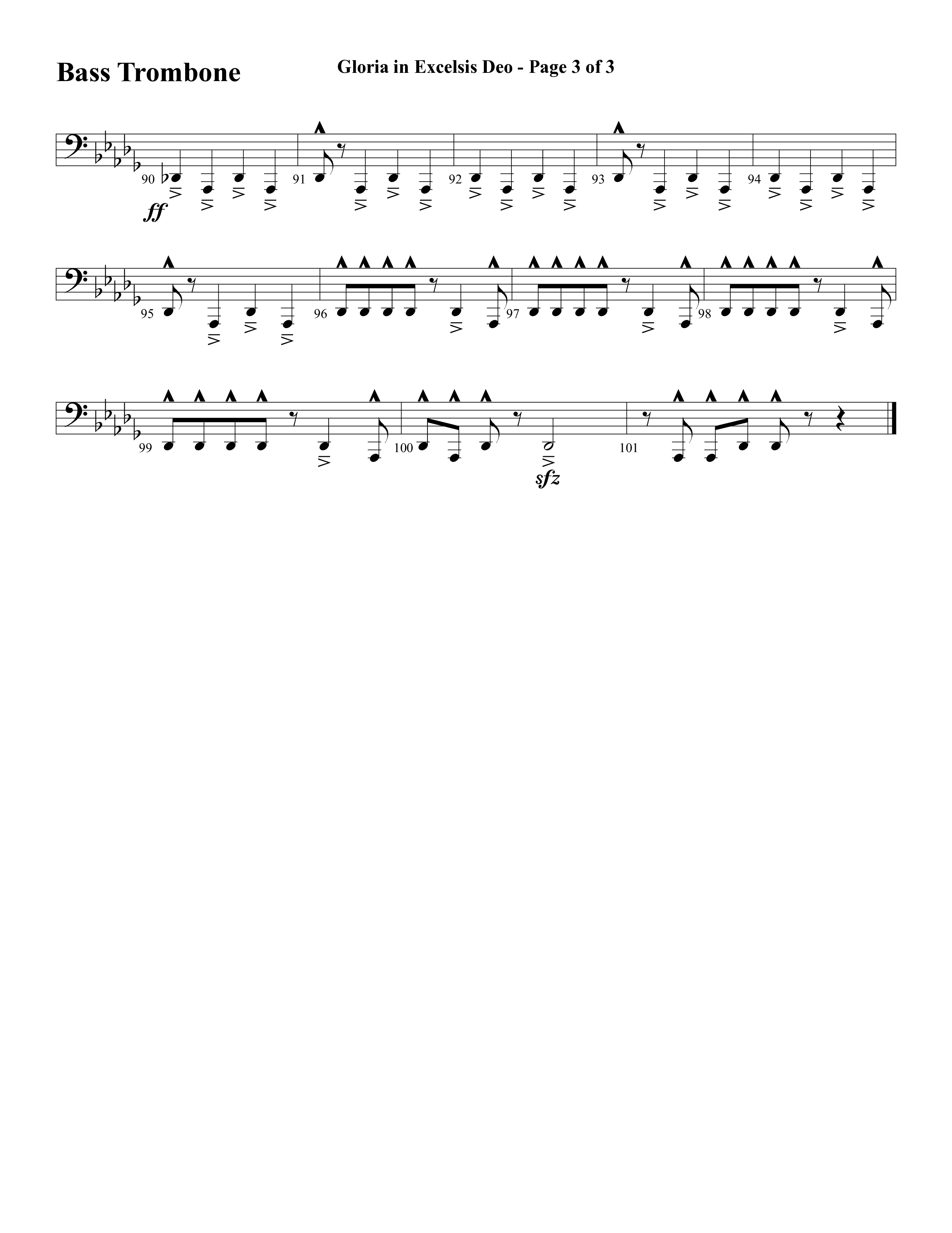 Gloria In Excelsis Deo (Choral Anthem SATB) Bass Trombone (Word Music Choral / Arr. David Clydesdale)