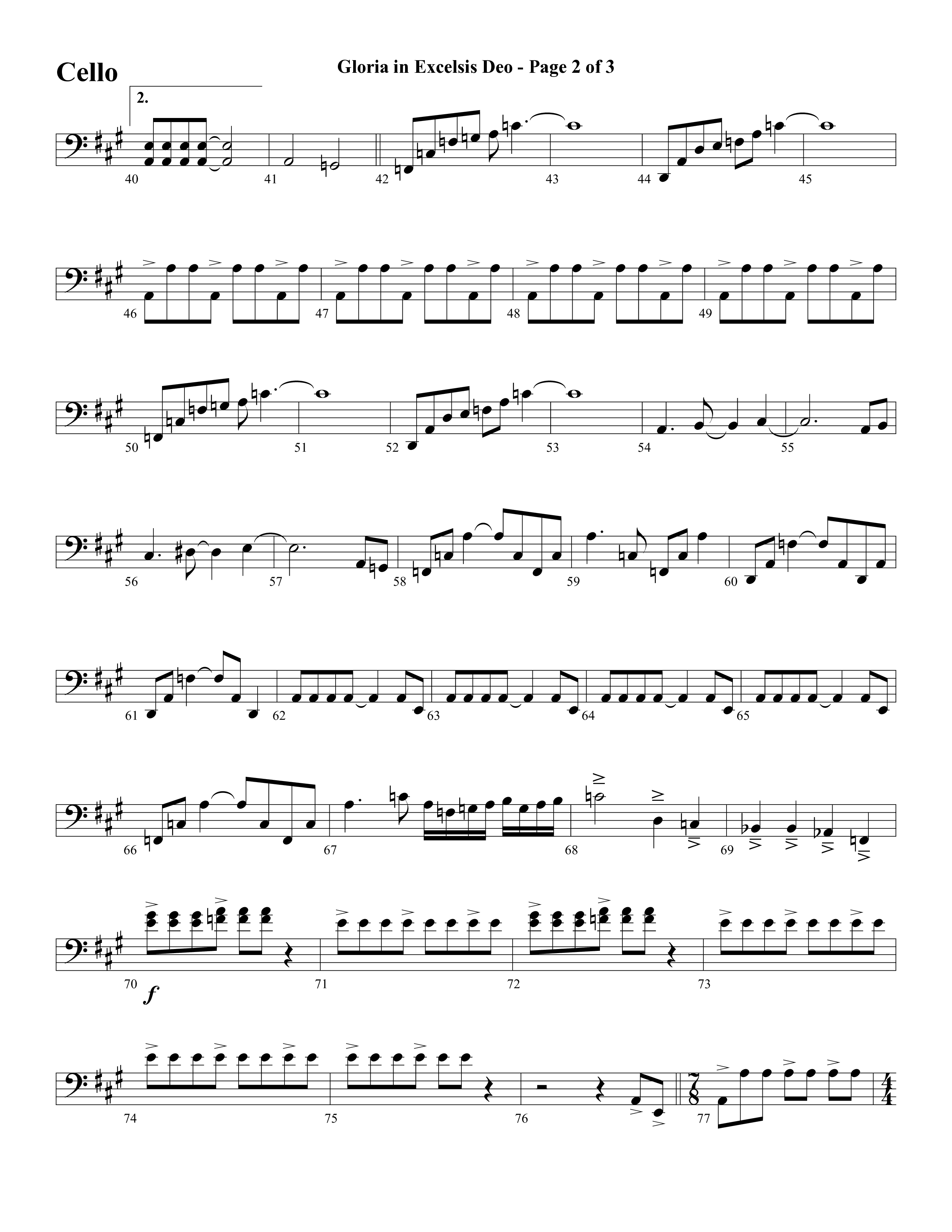 Gloria In Excelsis Deo (Choral Anthem SATB) Cello (Word Music Choral / Arr. David Clydesdale)