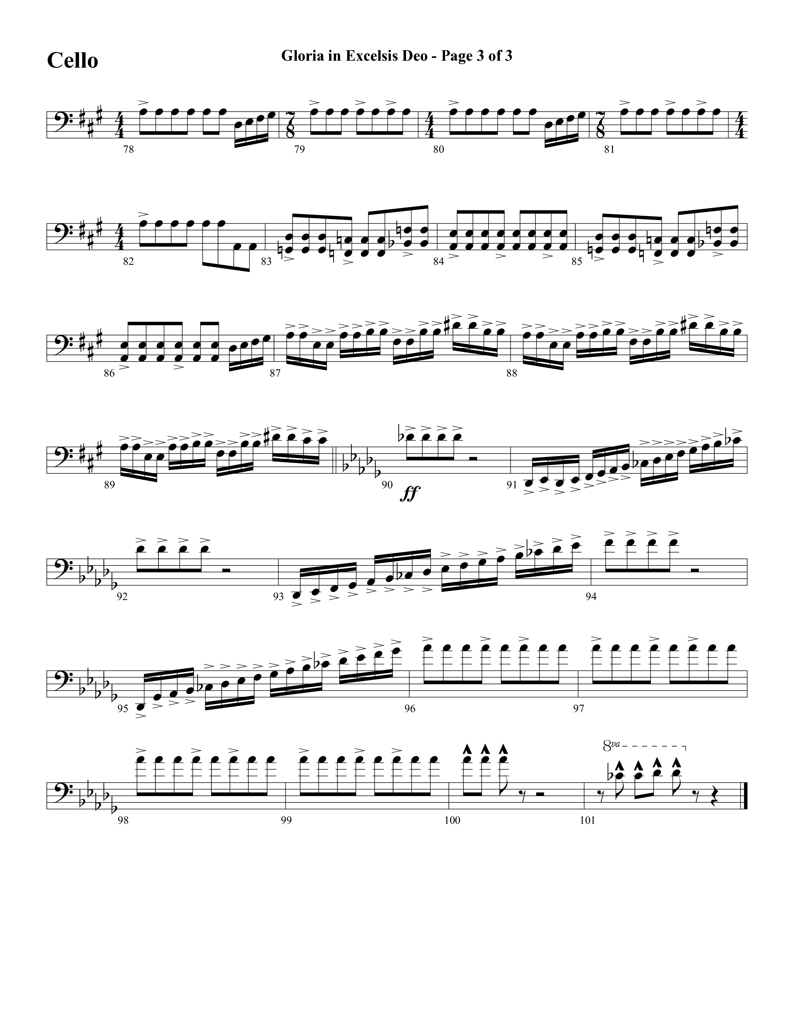 Gloria In Excelsis Deo (Choral Anthem SATB) Cello (Word Music Choral / Arr. David Clydesdale)