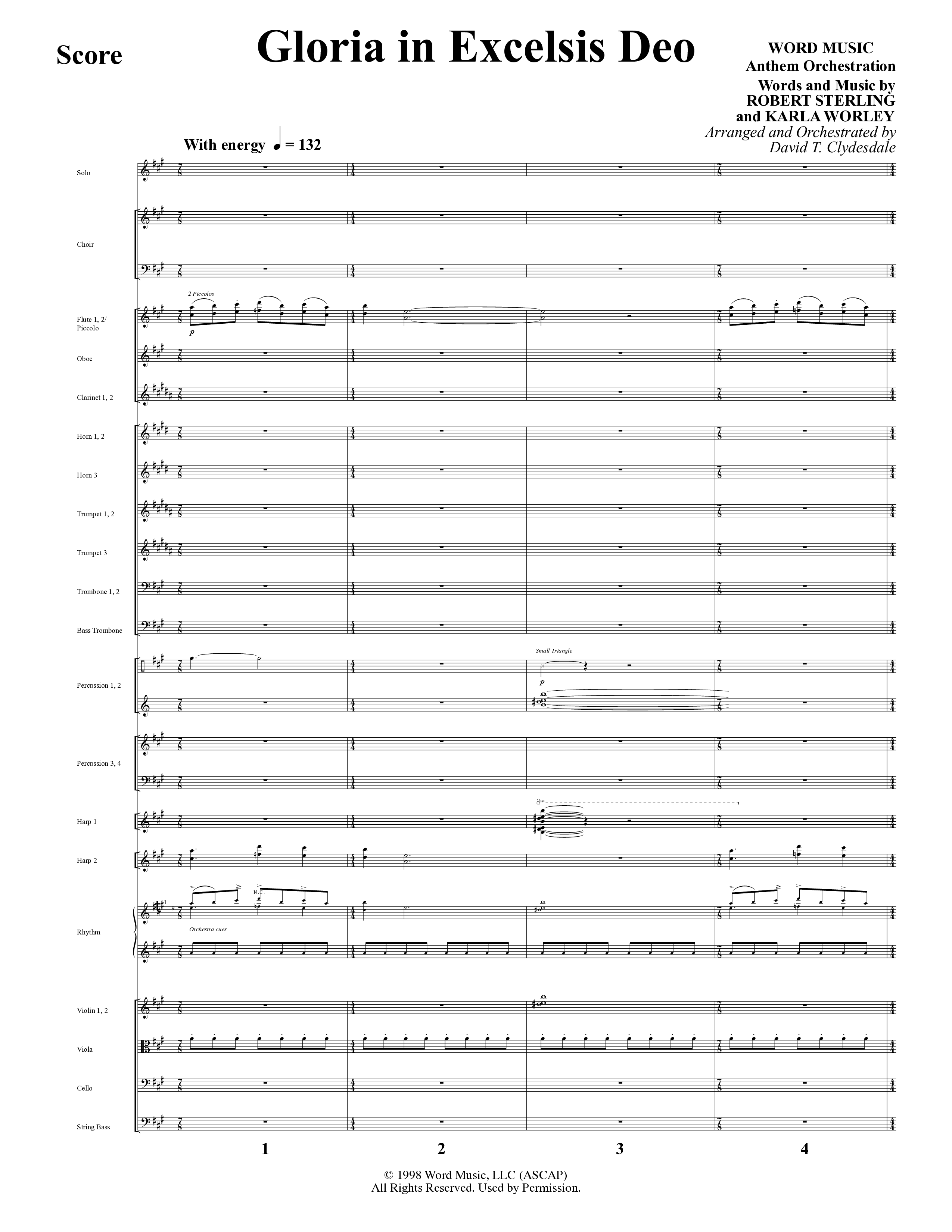 Gloria In Excelsis Deo (Choral Anthem SATB) Orchestration (Word Music Choral / Arr. David Clydesdale)