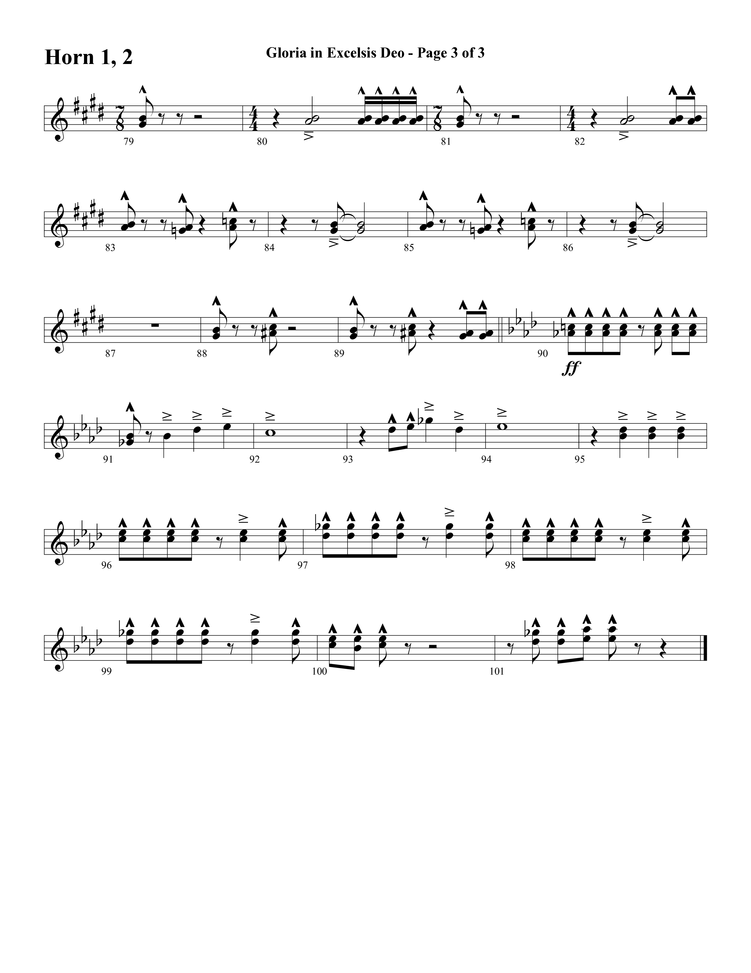 Gloria In Excelsis Deo (Choral Anthem SATB) French Horn 1/2 (Word Music Choral / Arr. David Clydesdale)