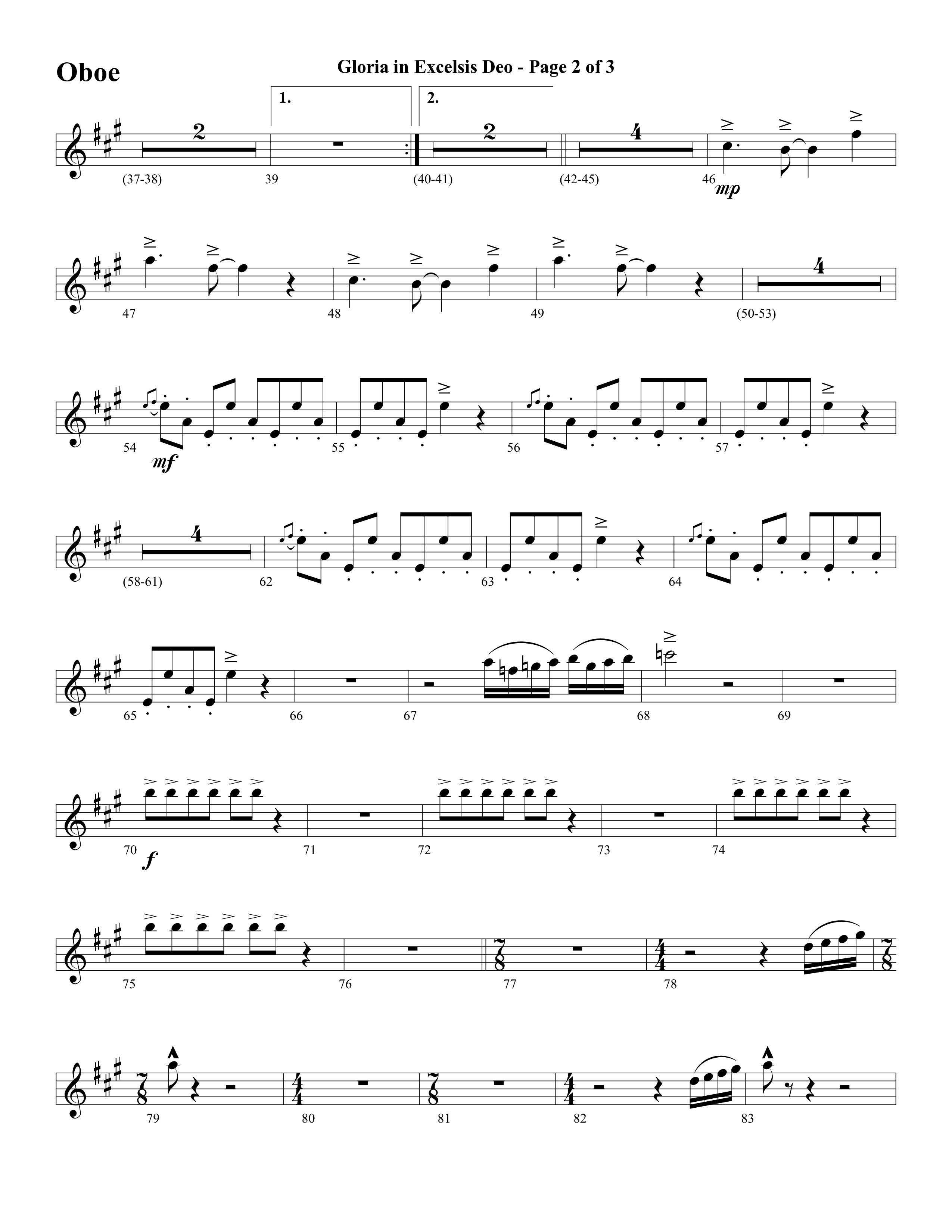 Gloria In Excelsis Deo (Choral Anthem SATB) Oboe (Word Music Choral / Arr. David Clydesdale)