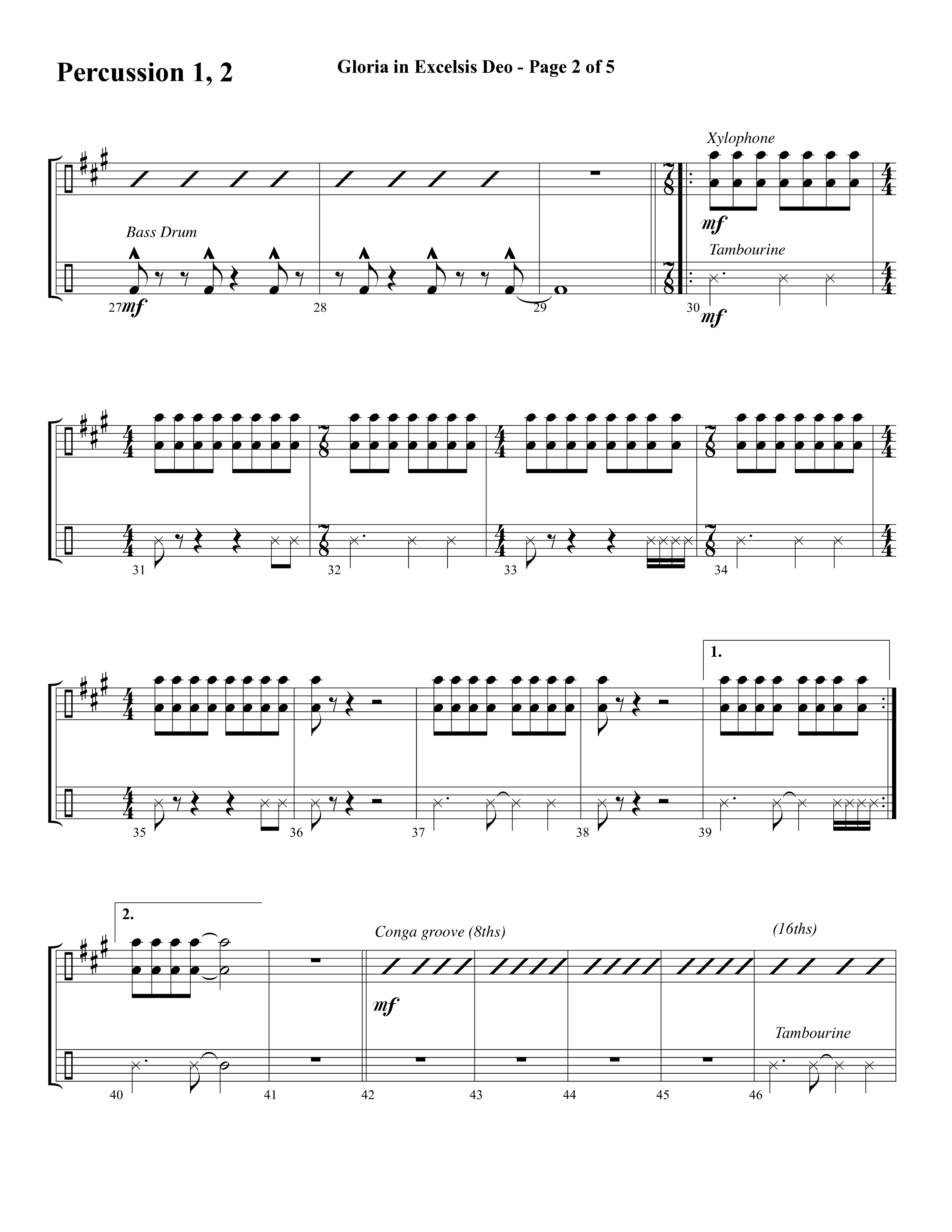 Gloria In Excelsis Deo (Choral Anthem SATB) Percussion (Word Music Choral / Arr. David Clydesdale)