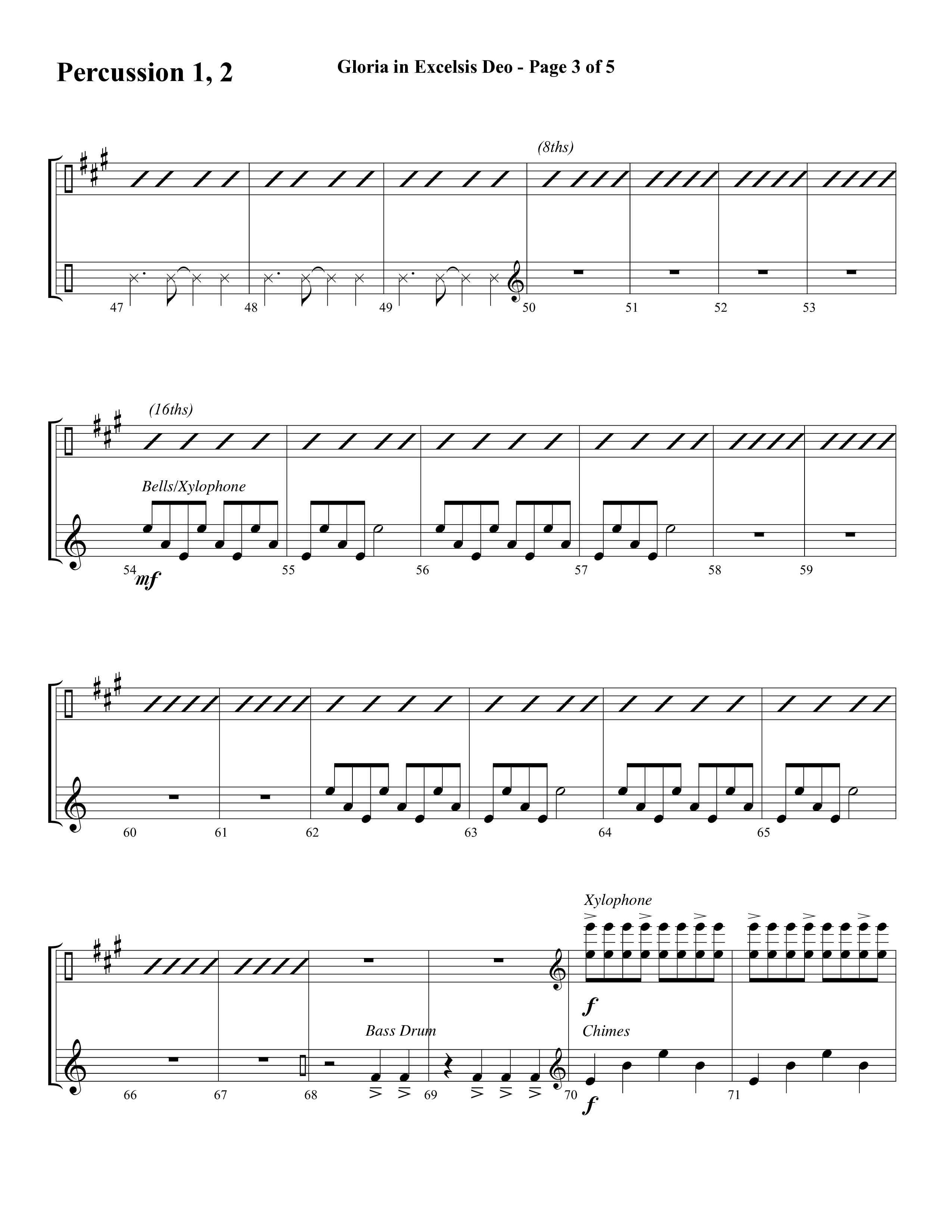 Gloria In Excelsis Deo (Choral Anthem SATB) Percussion (Word Music Choral / Arr. David Clydesdale)