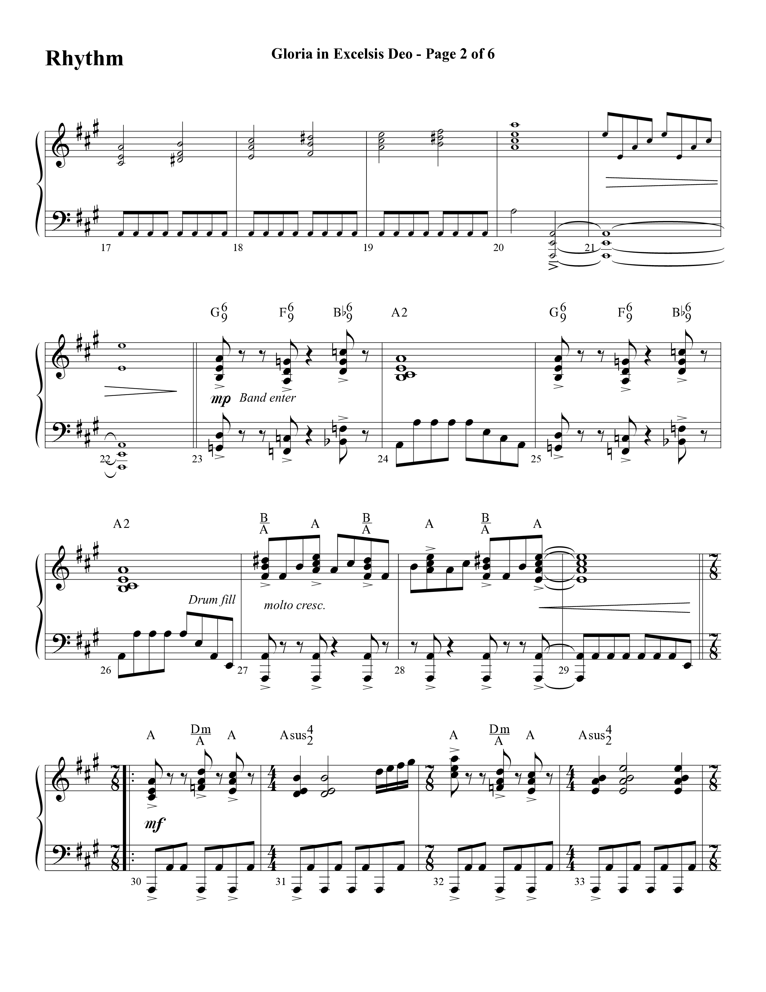 Gloria In Excelsis Deo (Choral Anthem SATB) Rhythm Chart (Word Music Choral / Arr. David Clydesdale)