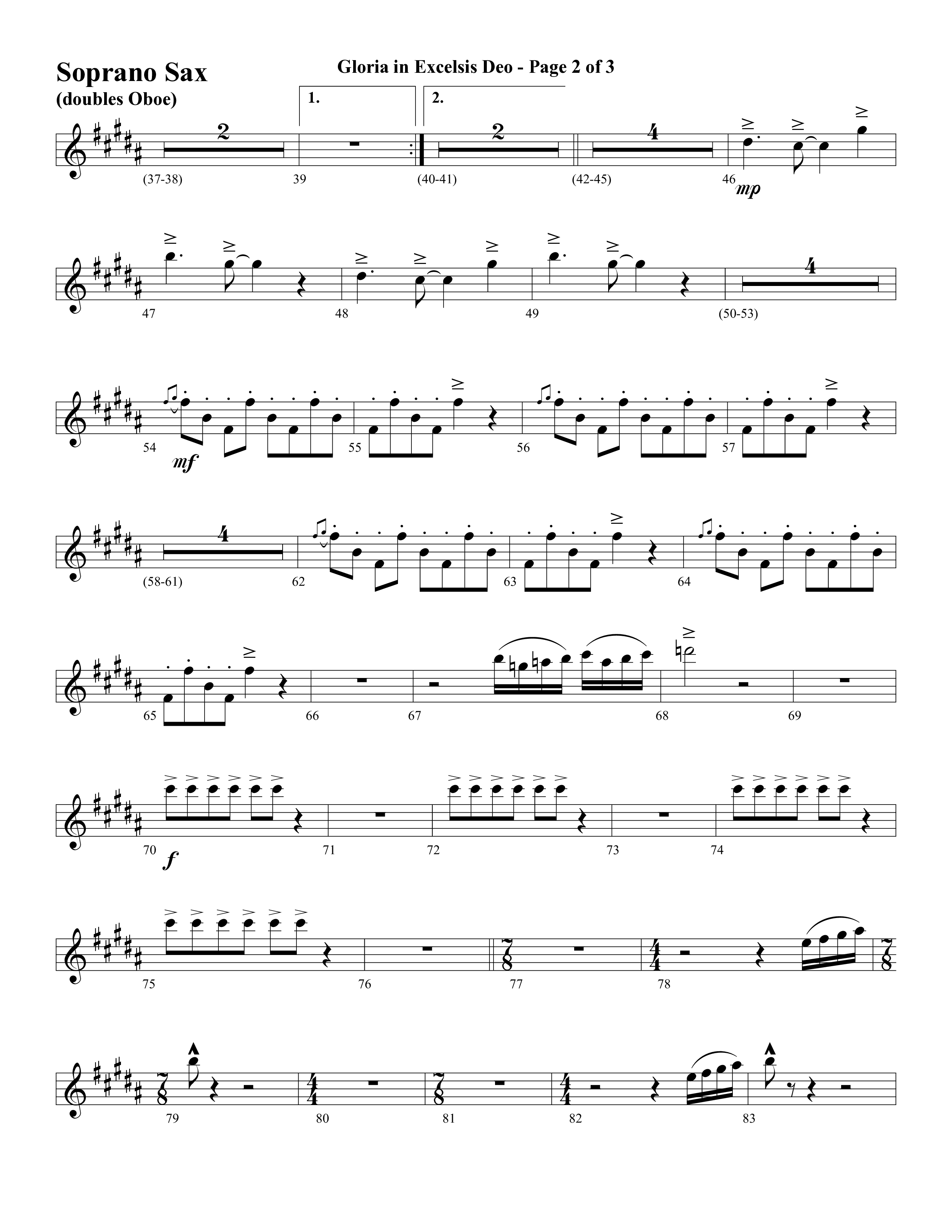 Gloria In Excelsis Deo (Choral Anthem SATB) Soprano Sax (Word Music Choral / Arr. David Clydesdale)