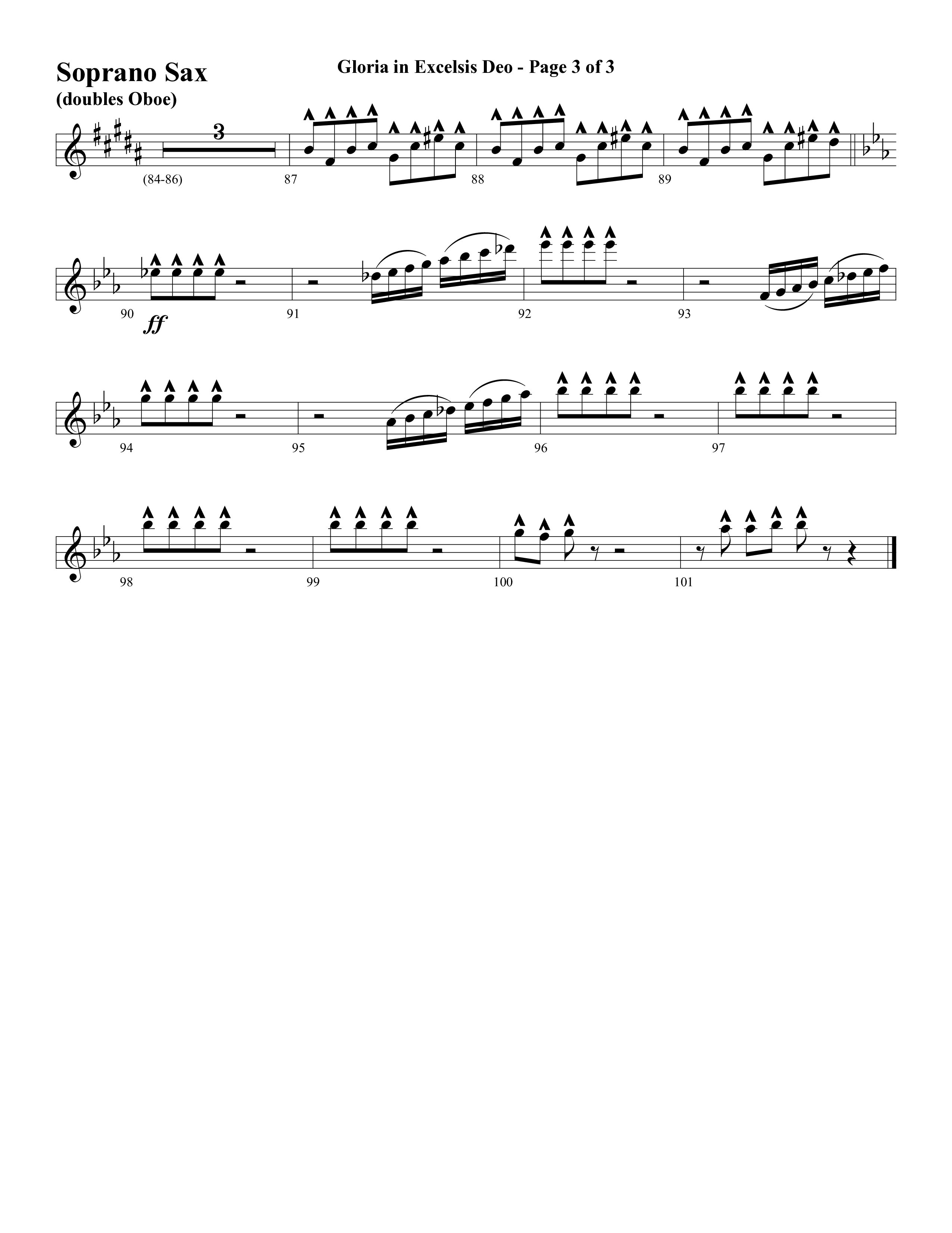 Gloria In Excelsis Deo (Choral Anthem SATB) Soprano Sax (Word Music Choral / Arr. David Clydesdale)