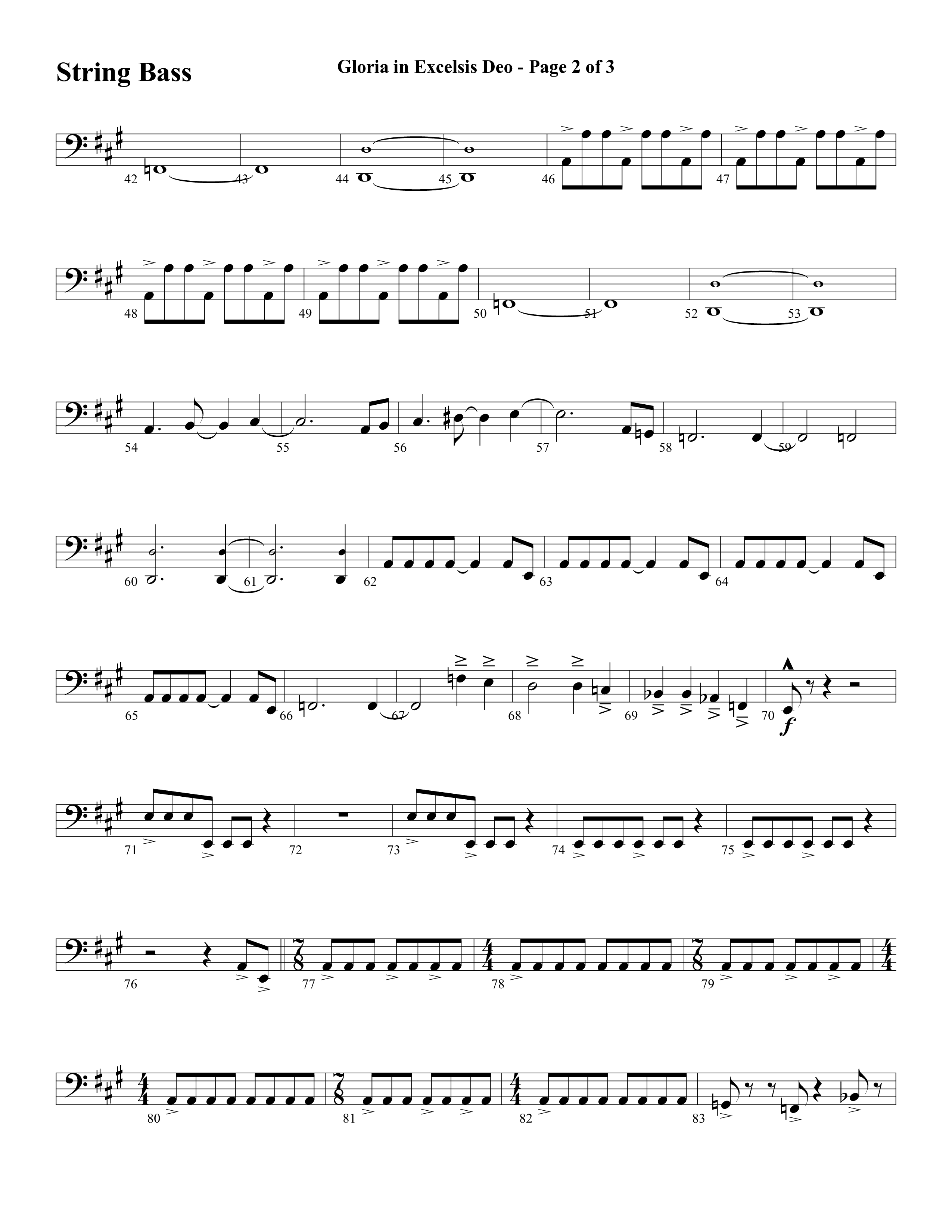 Gloria In Excelsis Deo (Choral Anthem SATB) String Bass (Word Music Choral / Arr. David Clydesdale)