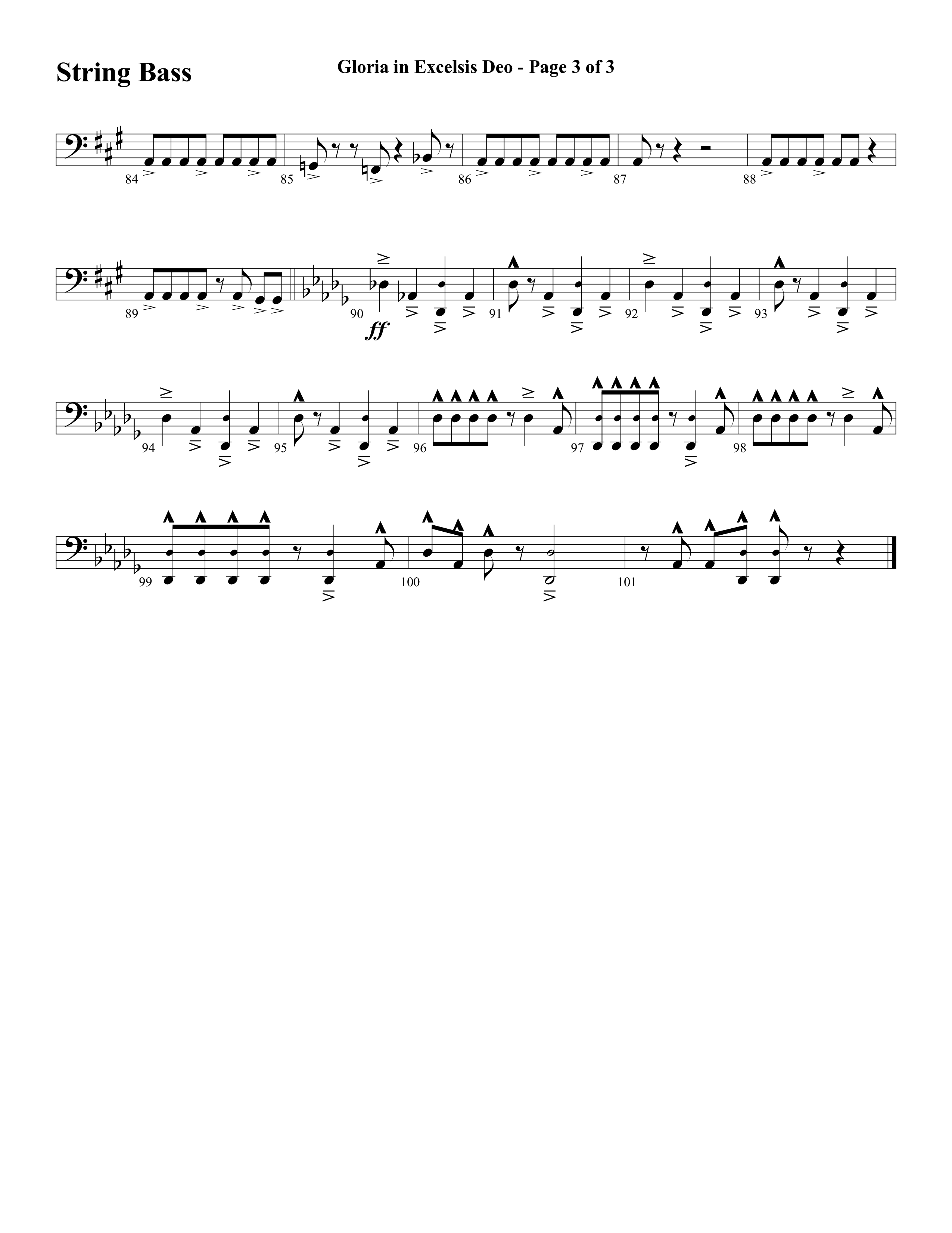 Gloria In Excelsis Deo (Choral Anthem SATB) String Bass (Word Music Choral / Arr. David Clydesdale)